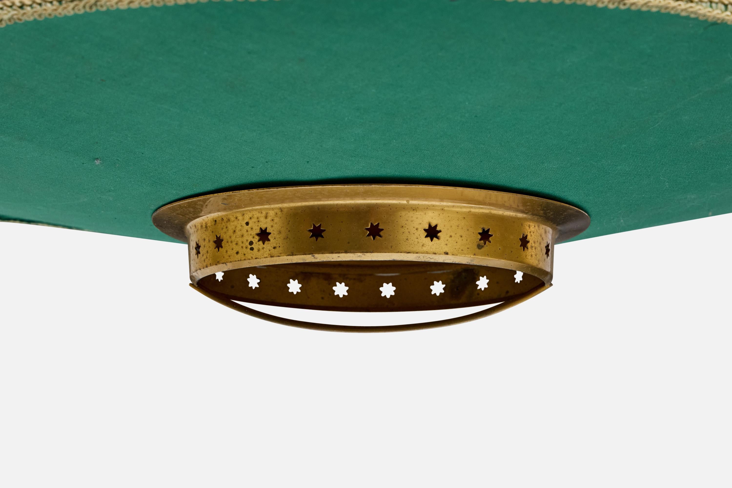 Milieu du XXe siècle Bergboms, lampe à suspension, laiton, Fabrice, Wood, Suède, années 1950 en vente