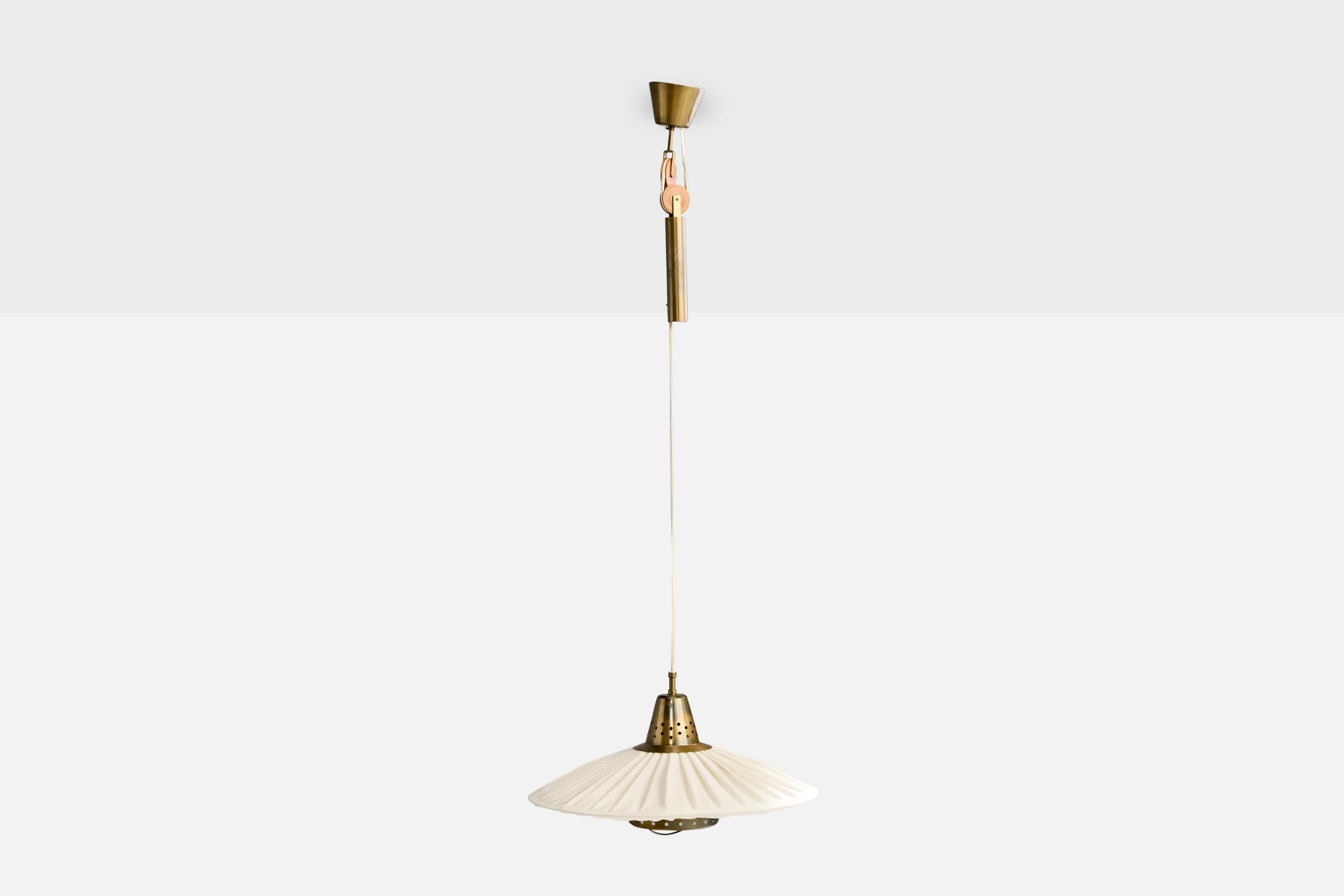 Laiton Bergboms, lampe à suspension, laiton, Fabrice, Wood, Suède, années 1950 en vente