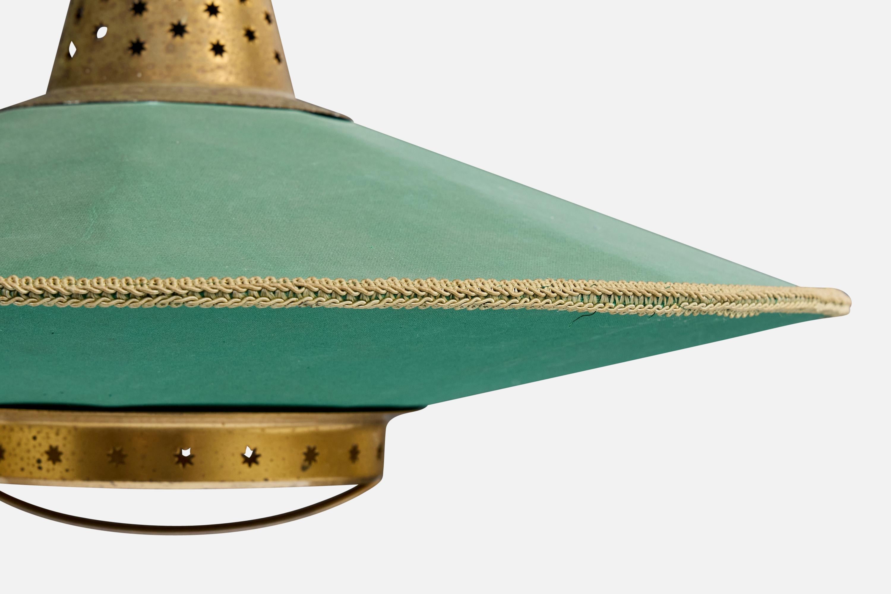 Laiton Bergboms, lampe à suspension, laiton, Fabrice, Wood, Suède, années 1950 en vente