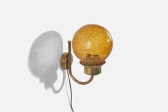 Bergboms, Wall Light, Brass, Glass, Sweden, 1960s