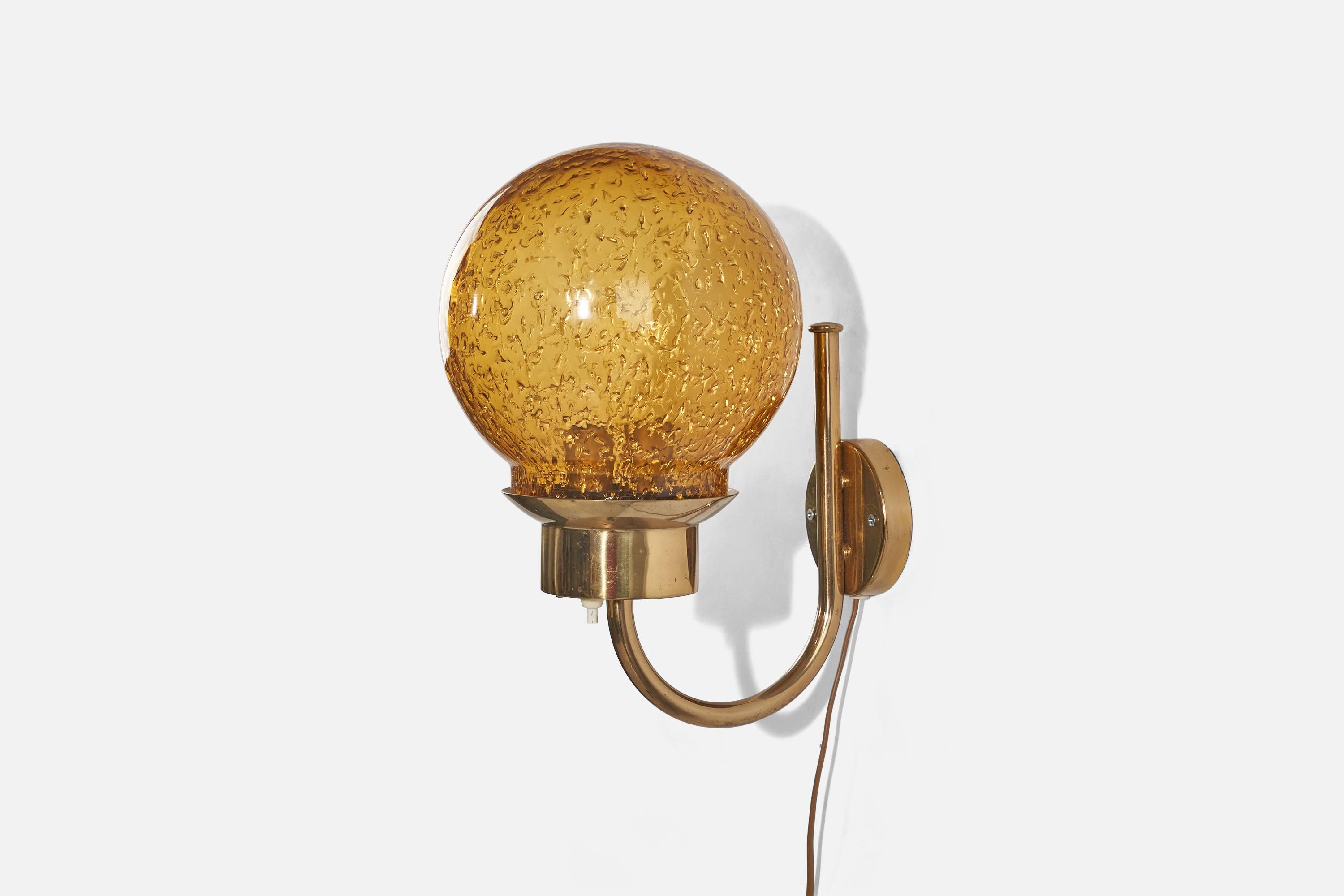 Mid-20th Century Bergboms, Sconce, Brass, Glass, Sweden, 1960s For Sale