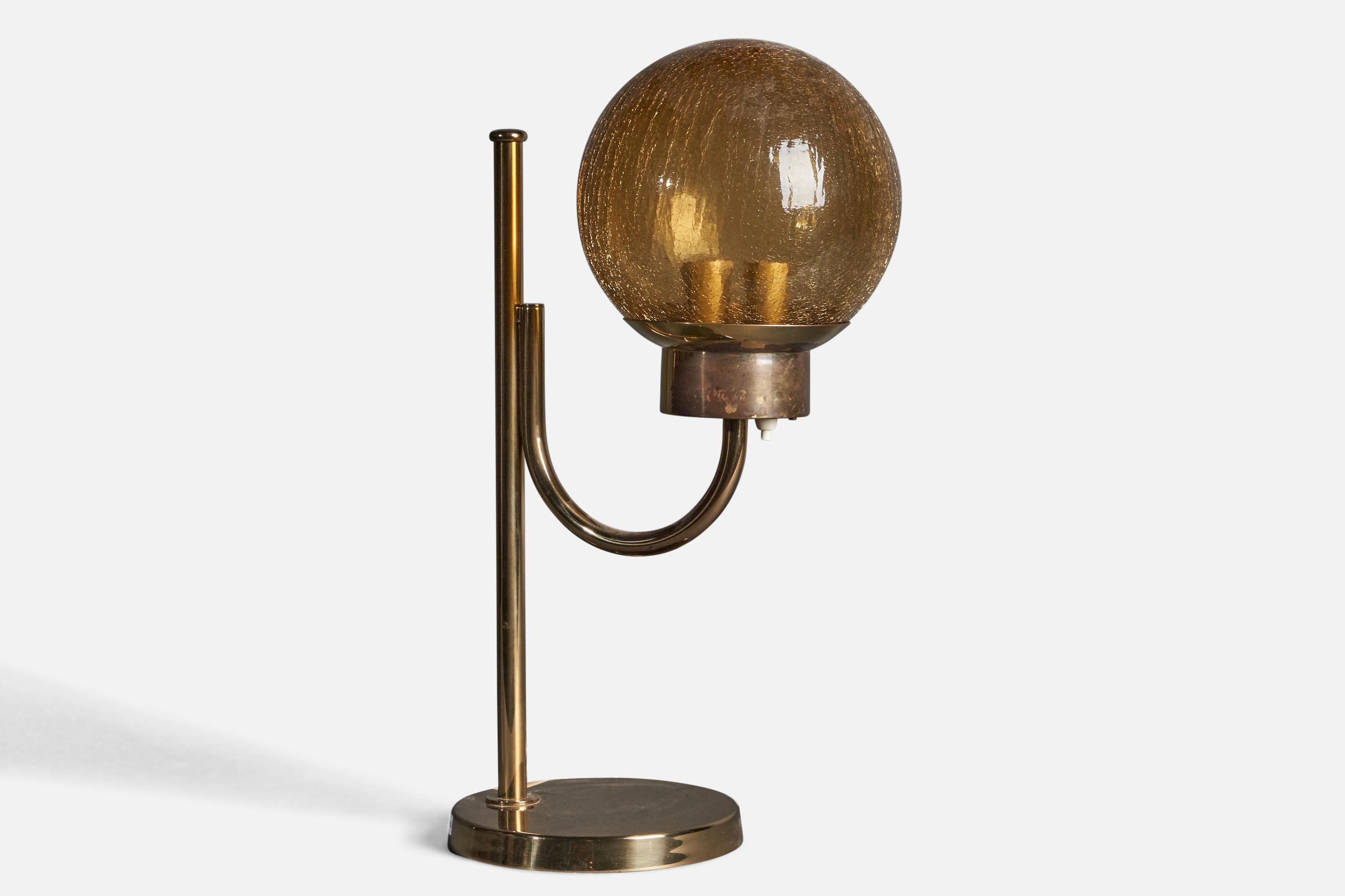 Suédois Bergboms, lampe de bureau ajustable, laiton, verre, Suède, 1970 en vente