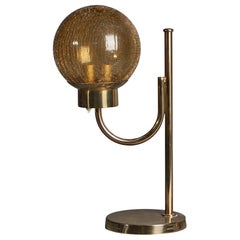 Bergboms, Sizable Table Lamp, Brass, Glass, Sweden, 1970s