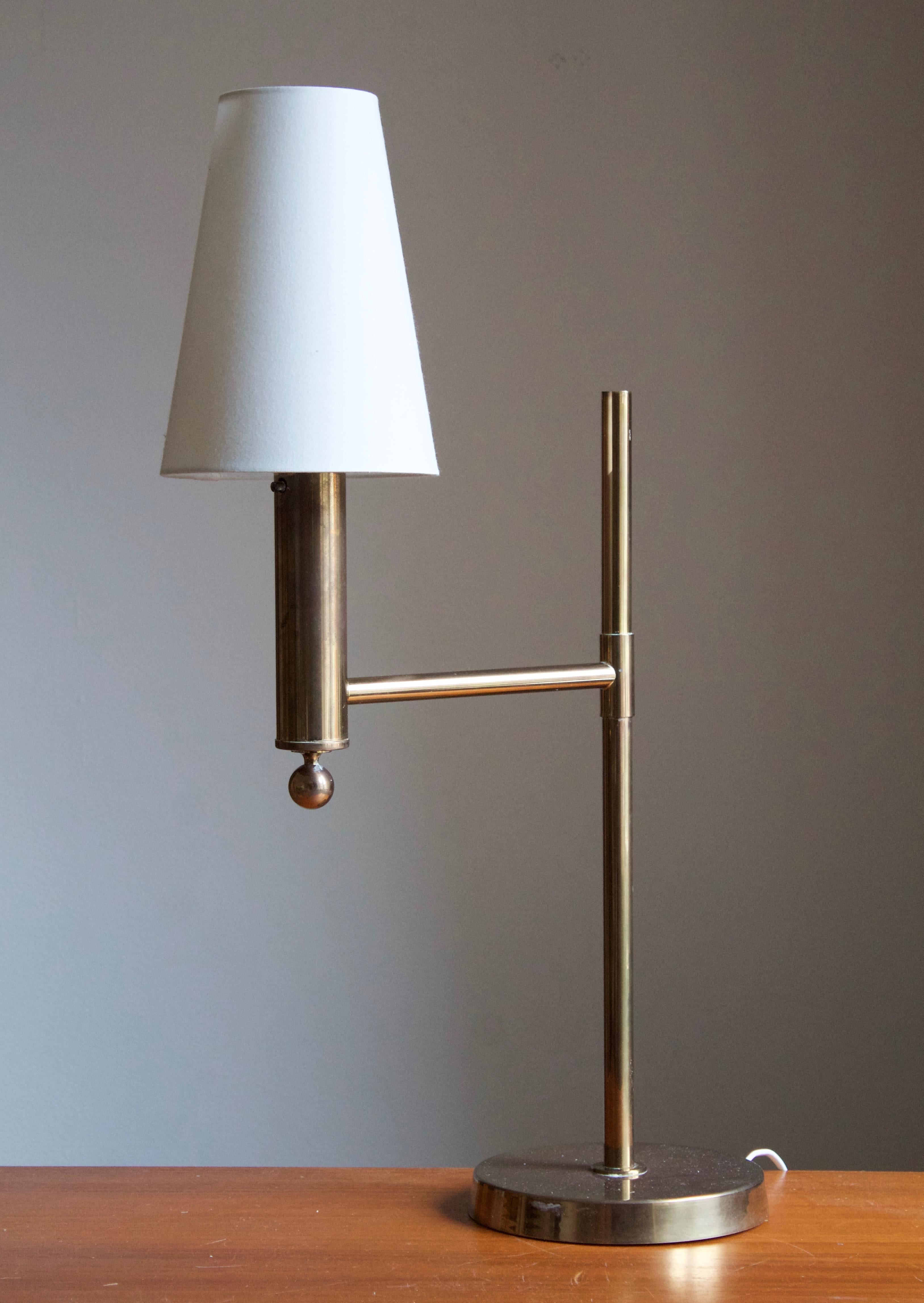 An sizable table lamp. Designed and produced by Bergboms, Sweden, c. 1970s.

Other designers of the period include Paavo Tynell, Hans Bergström, Josef Frank, and Kaare Klint.