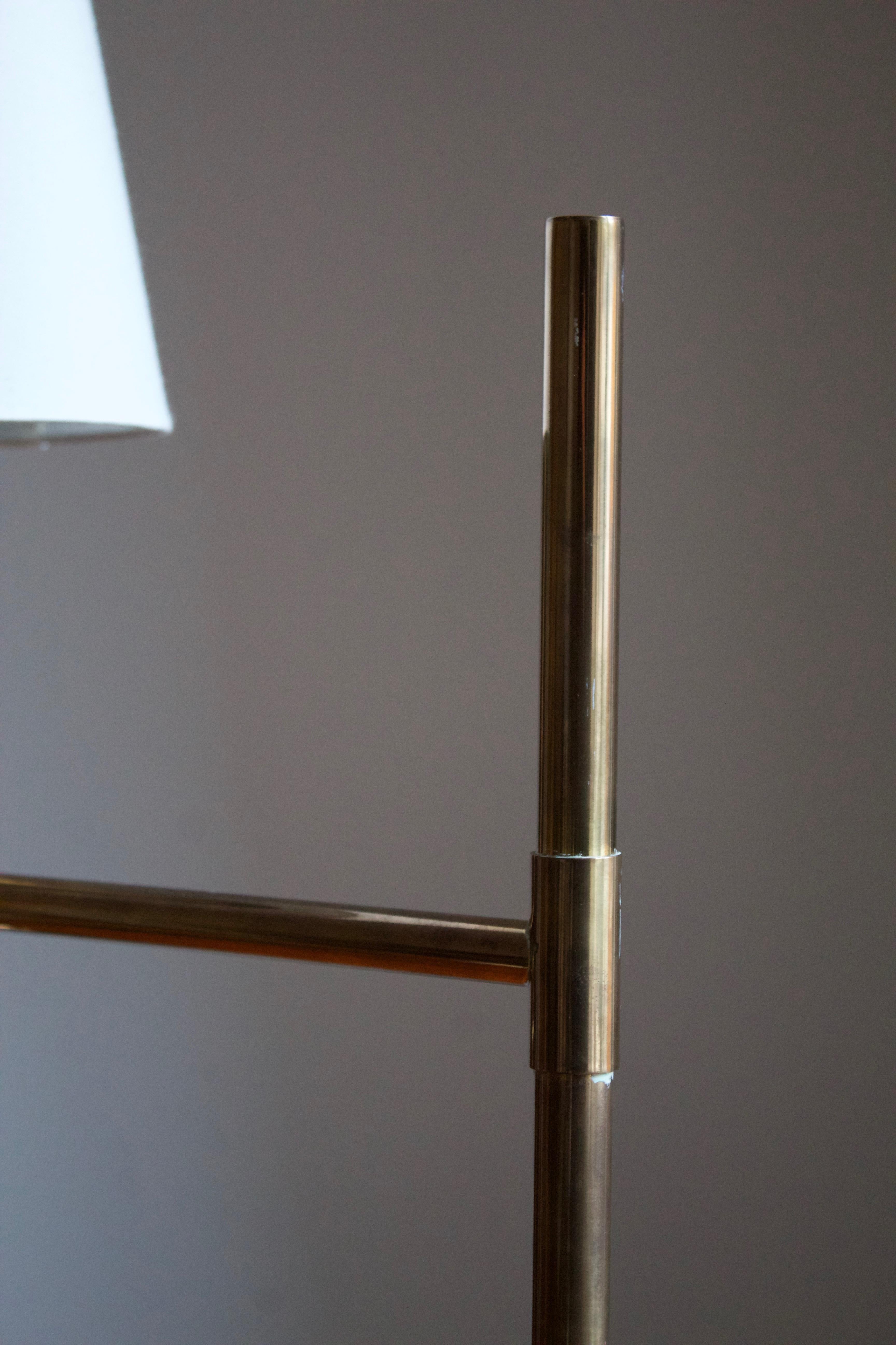 Bergboms, Sizable Table Lamp, Brass, White Fabric, Sweden, 1970s 1