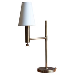 Bergboms, Sizable Table Lamp, Brass, White Fabric, Sweden, 1970s