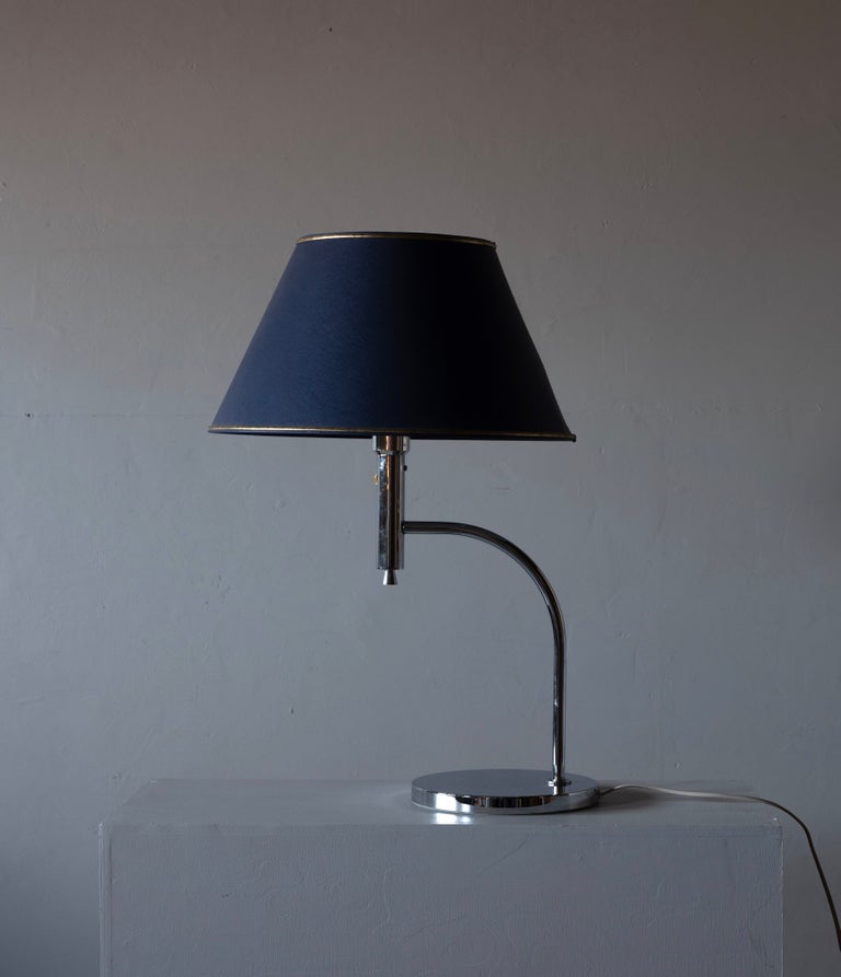 A sizable table lamp. Designed and produced by Bergboms, Sweden, designed c. 1970s, produced 1970s-1980s.

Other designers of the period include Paavo Tynell, Hans Bergström, Josef Frank, and Kaare Klint.