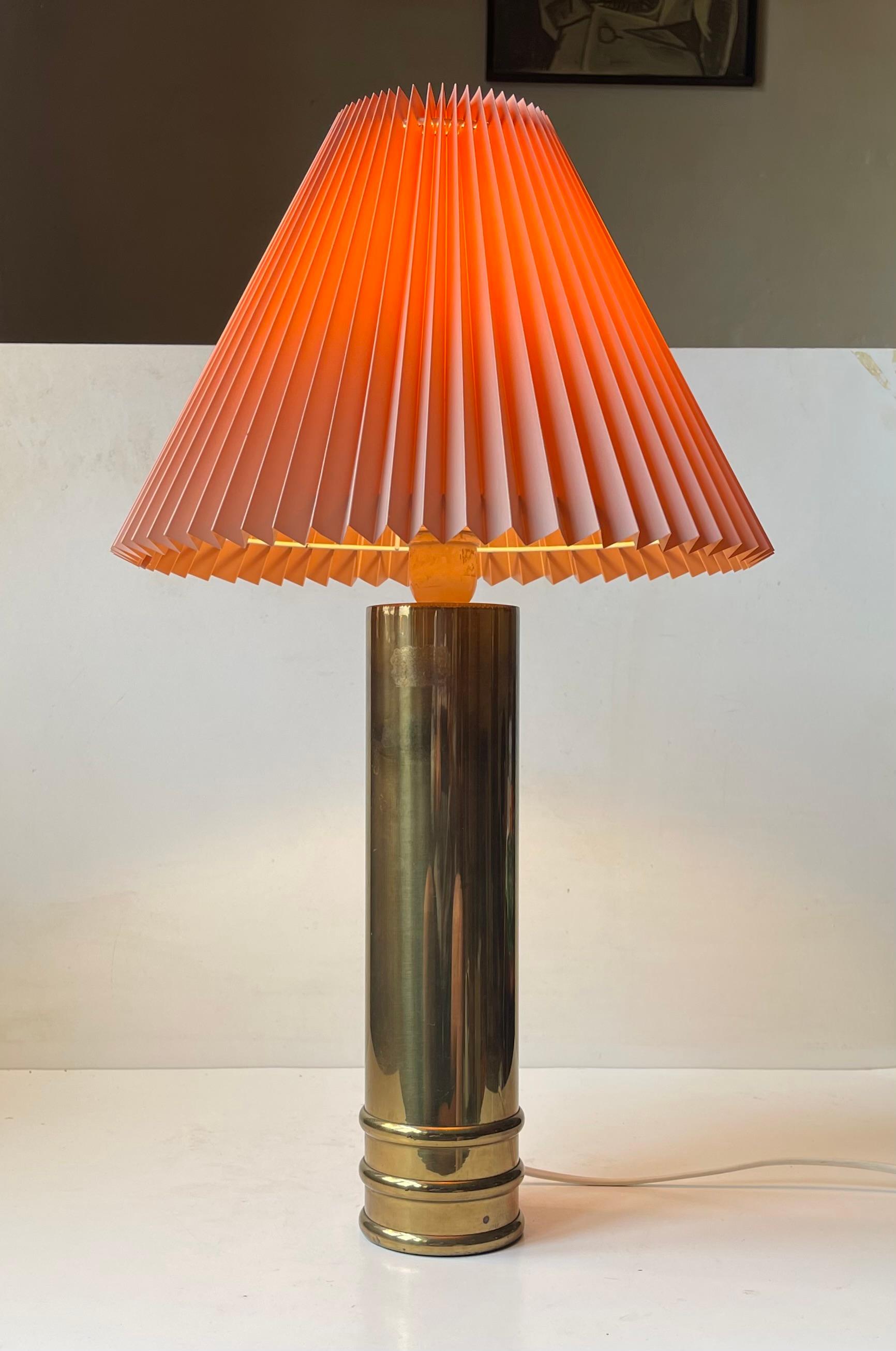 Swedish Bergboms Sweden - Pink Shaded Table Lamp in Brass, 1960s For Sale