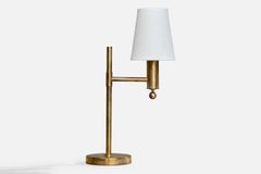 Bergboms, Table Lamp, Brass, Fabric, Sweden, 1970s