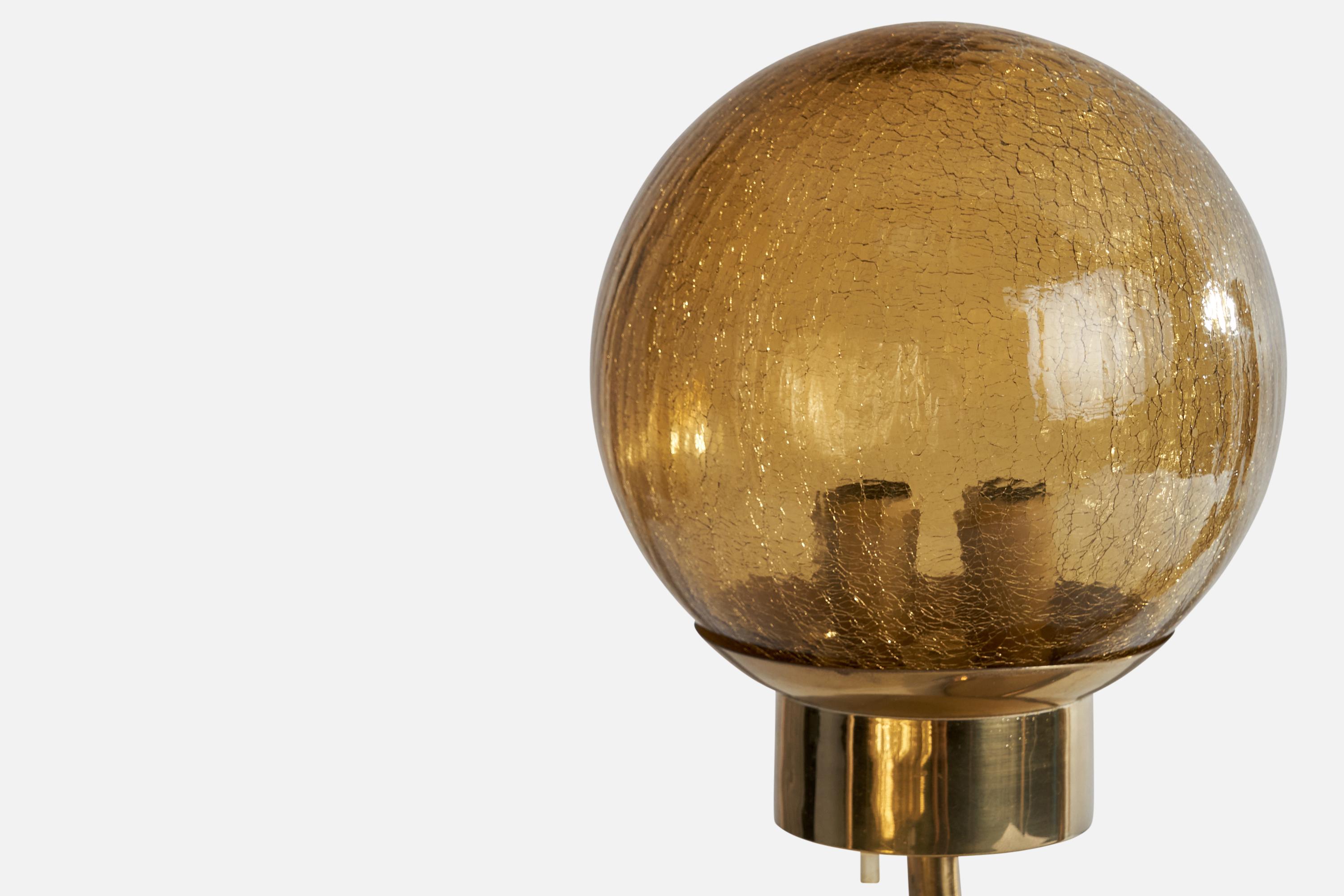 Mid-20th Century Bergboms, Table Lamp, Brass, Glass, Sweden, 1960s For Sale