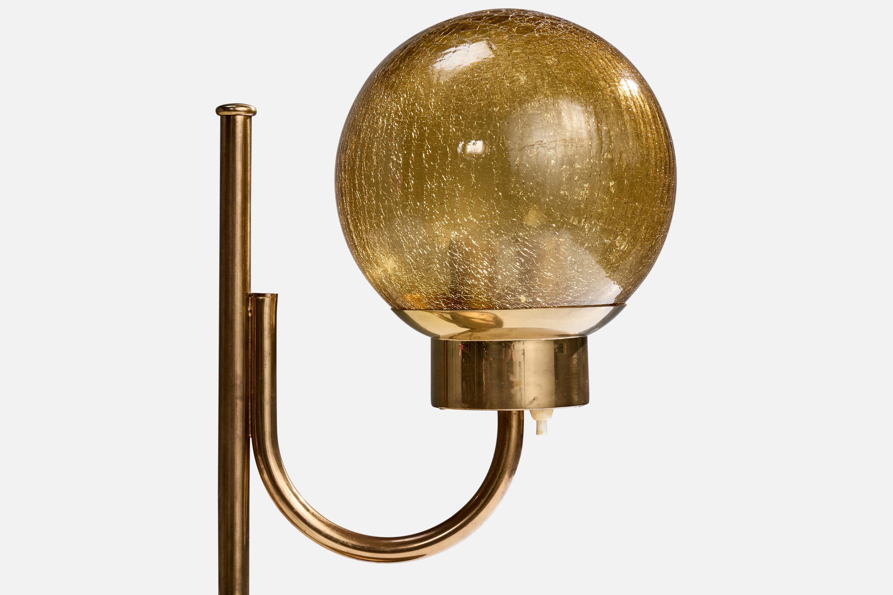 Swedish Bergboms, Table Lamp, Brass, Glass, Sweden, 1970s For Sale