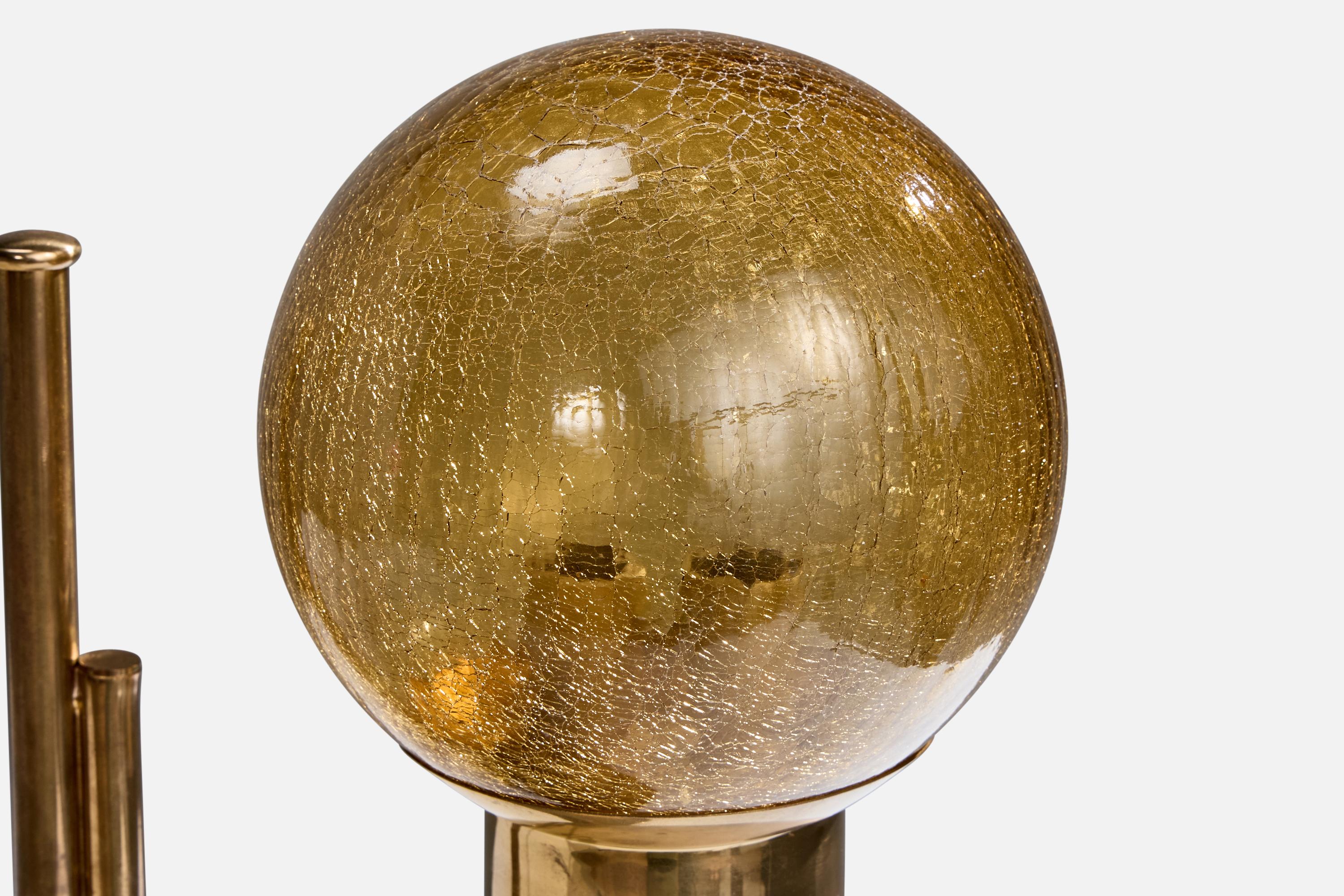 Bergboms, Table Lamp, Brass, Glass, Sweden, 1970s In Good Condition For Sale In High Point, NC