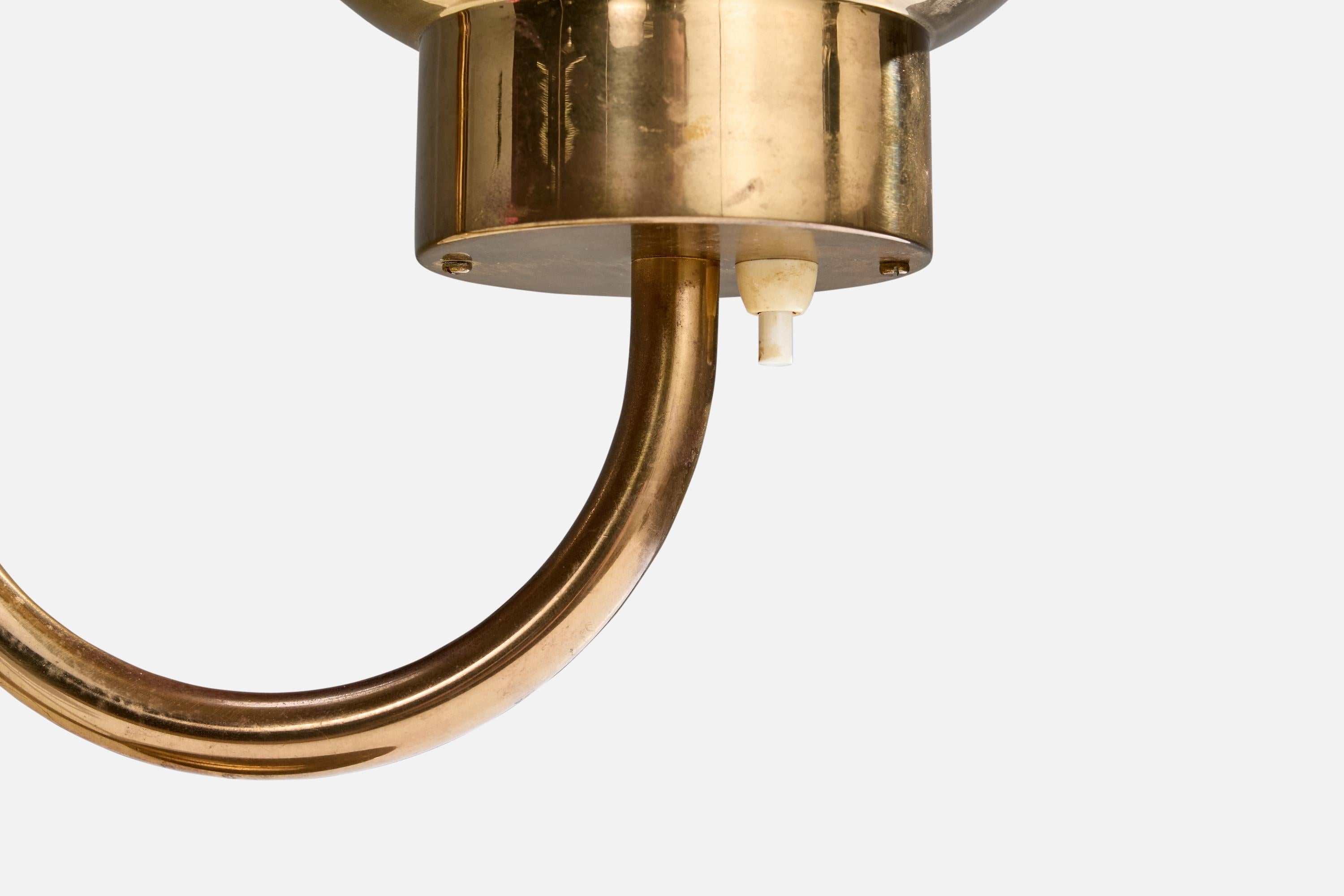 Late 20th Century Bergboms, Table Lamp, Brass, Glass, Sweden, 1970s For Sale