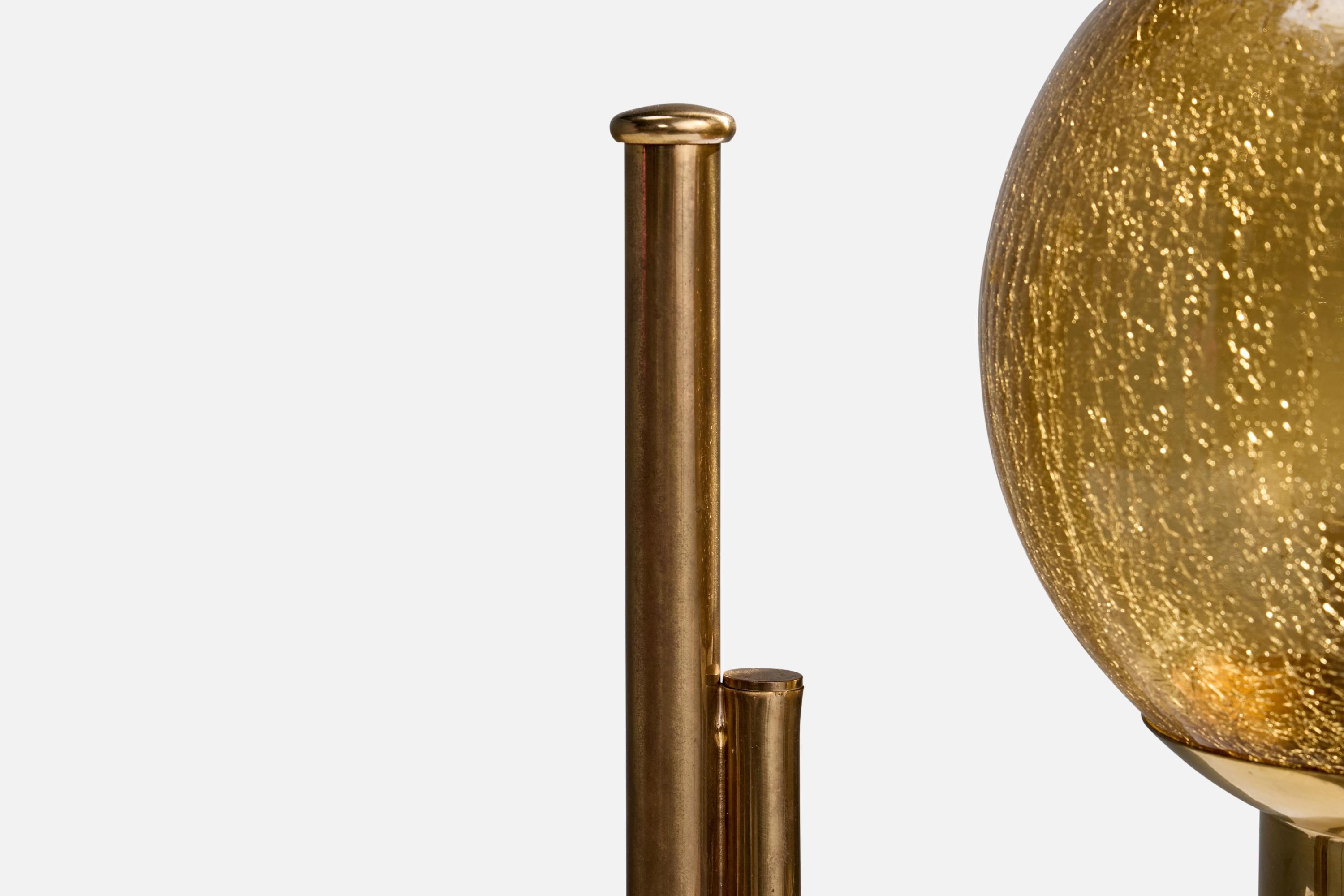 Bergboms, Table Lamp, Brass, Glass, Sweden, 1970s For Sale 1