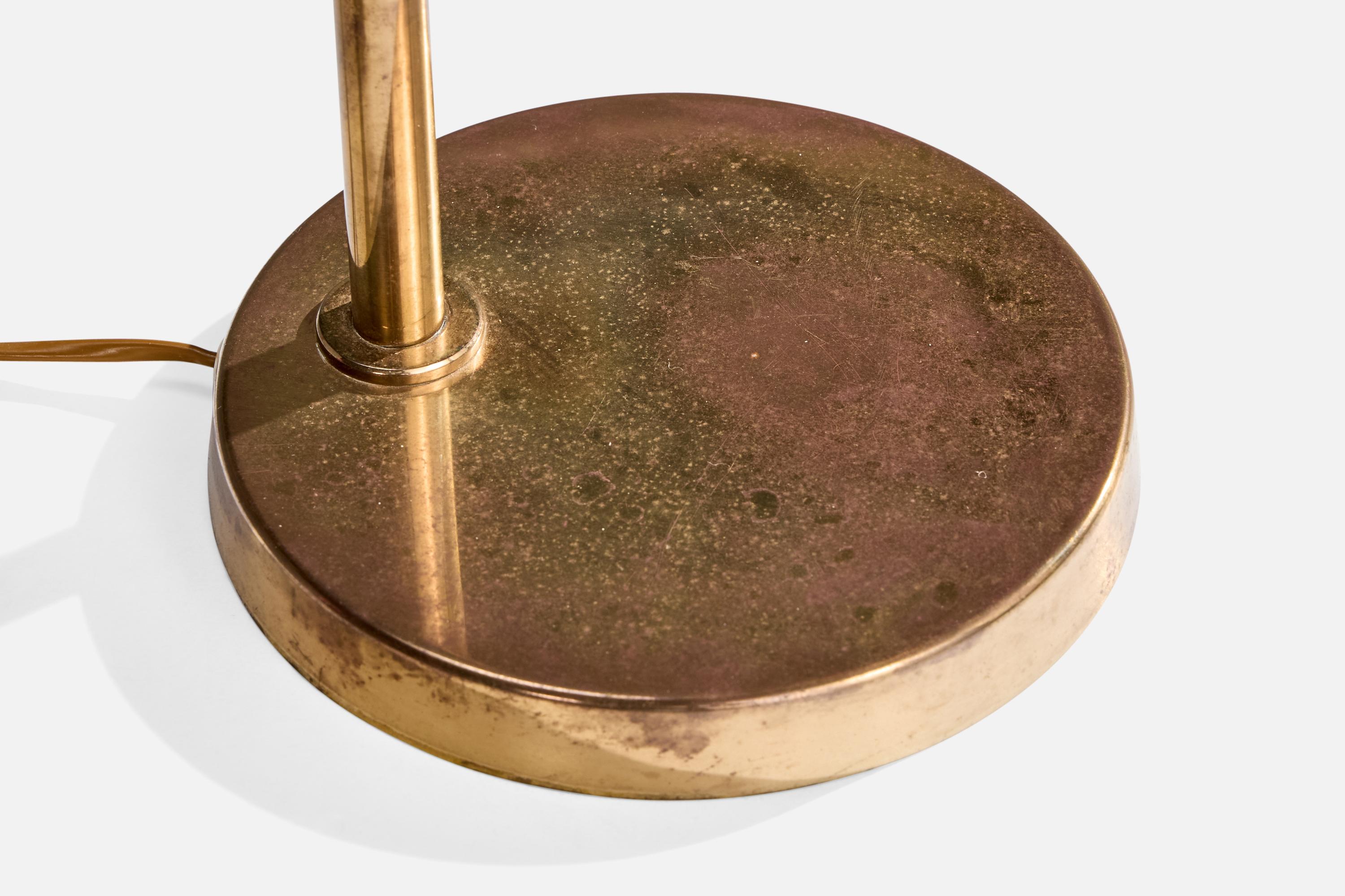 Bergboms, Table Lamp, Brass, Glass, Sweden, 1970s For Sale 2