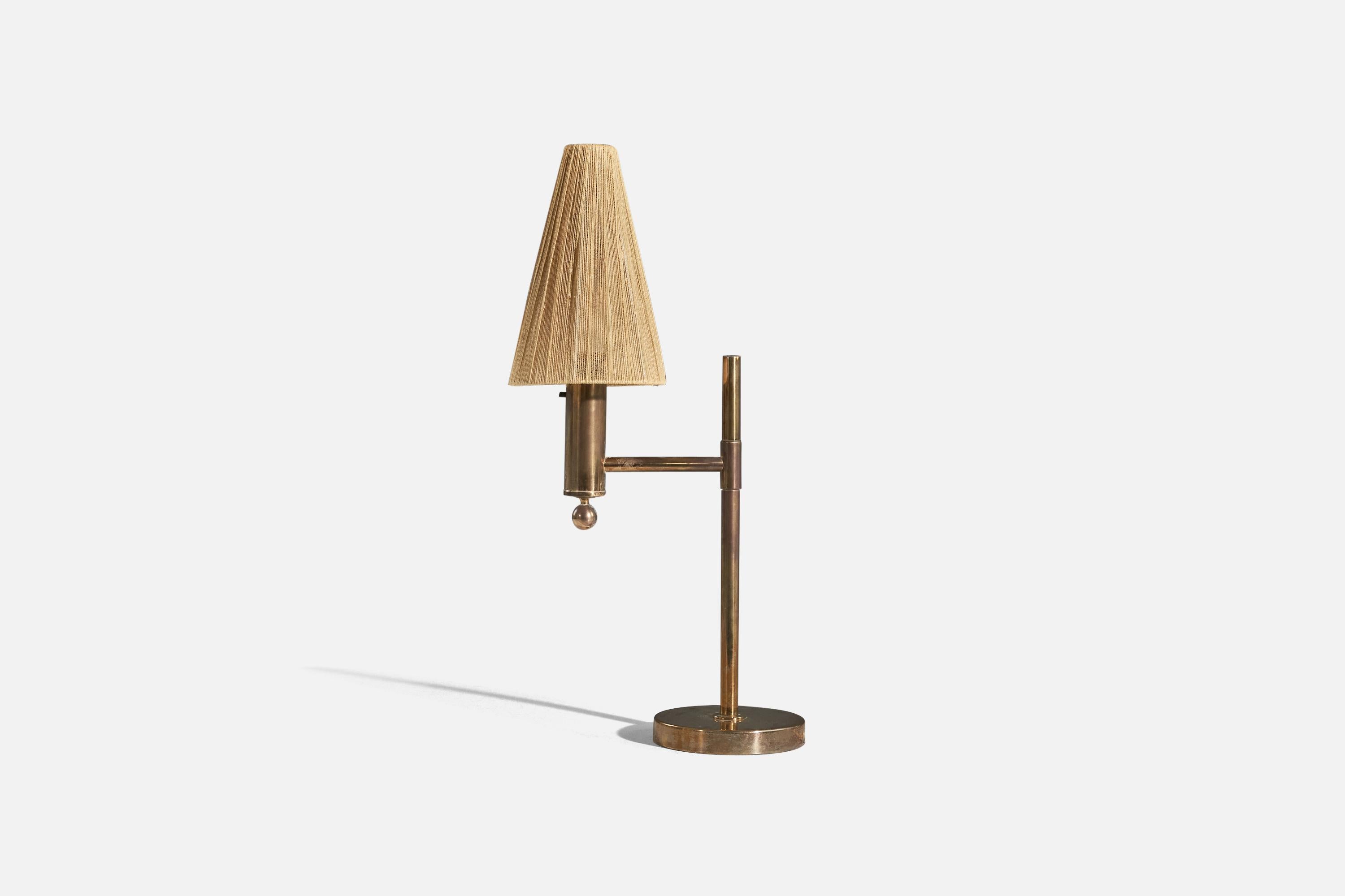 Mid-Century Modern Bergboms, Table Lamp, Brass, String, Sweden, 1960s For Sale
