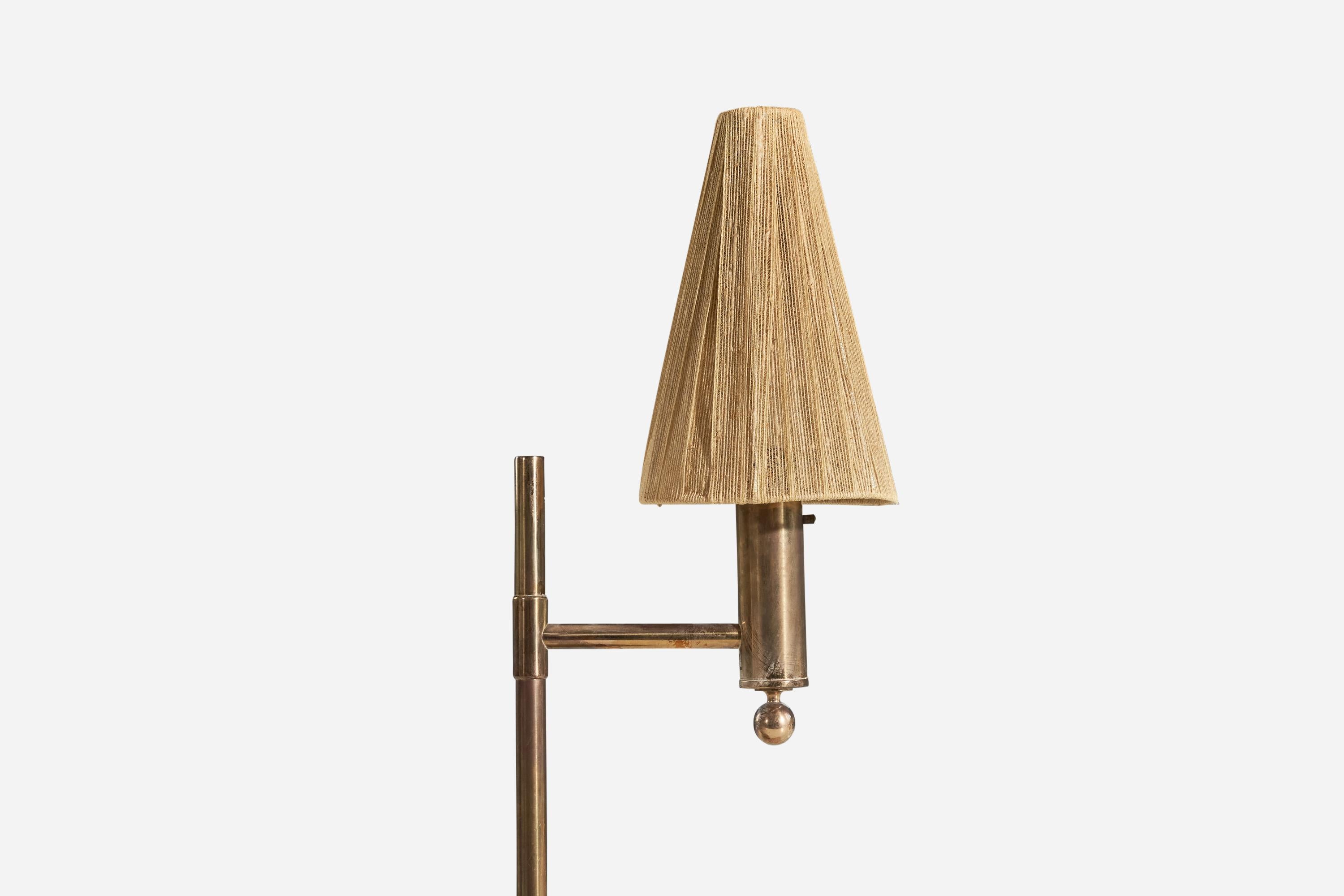 Milieu du XXe siècle Bergboms, lampe de bureau, laiton, corde, Suède, années 1960 en vente