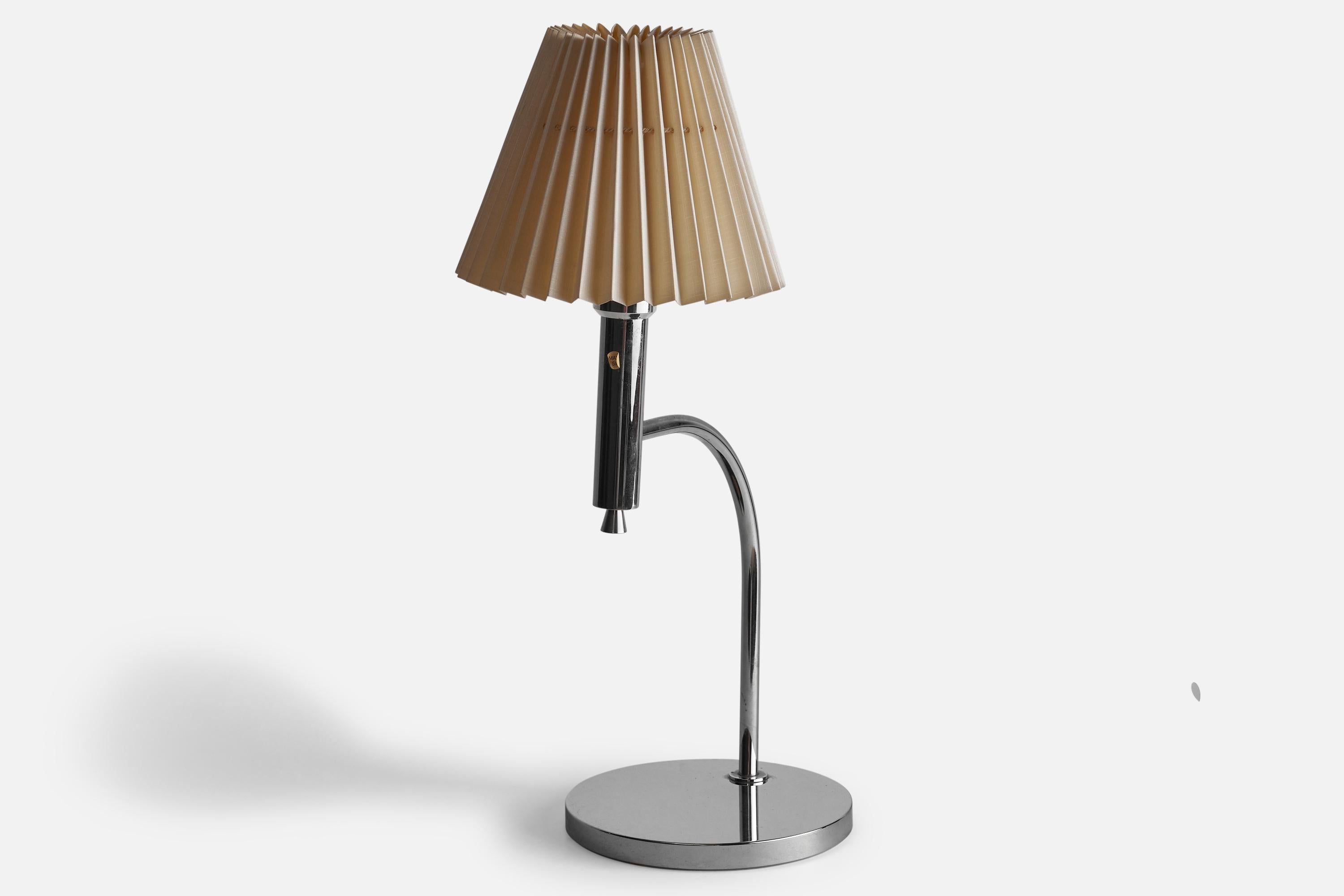 Swedish Bergboms, Table Lamp, Chrome, Paper, Sweden, 1970s For Sale