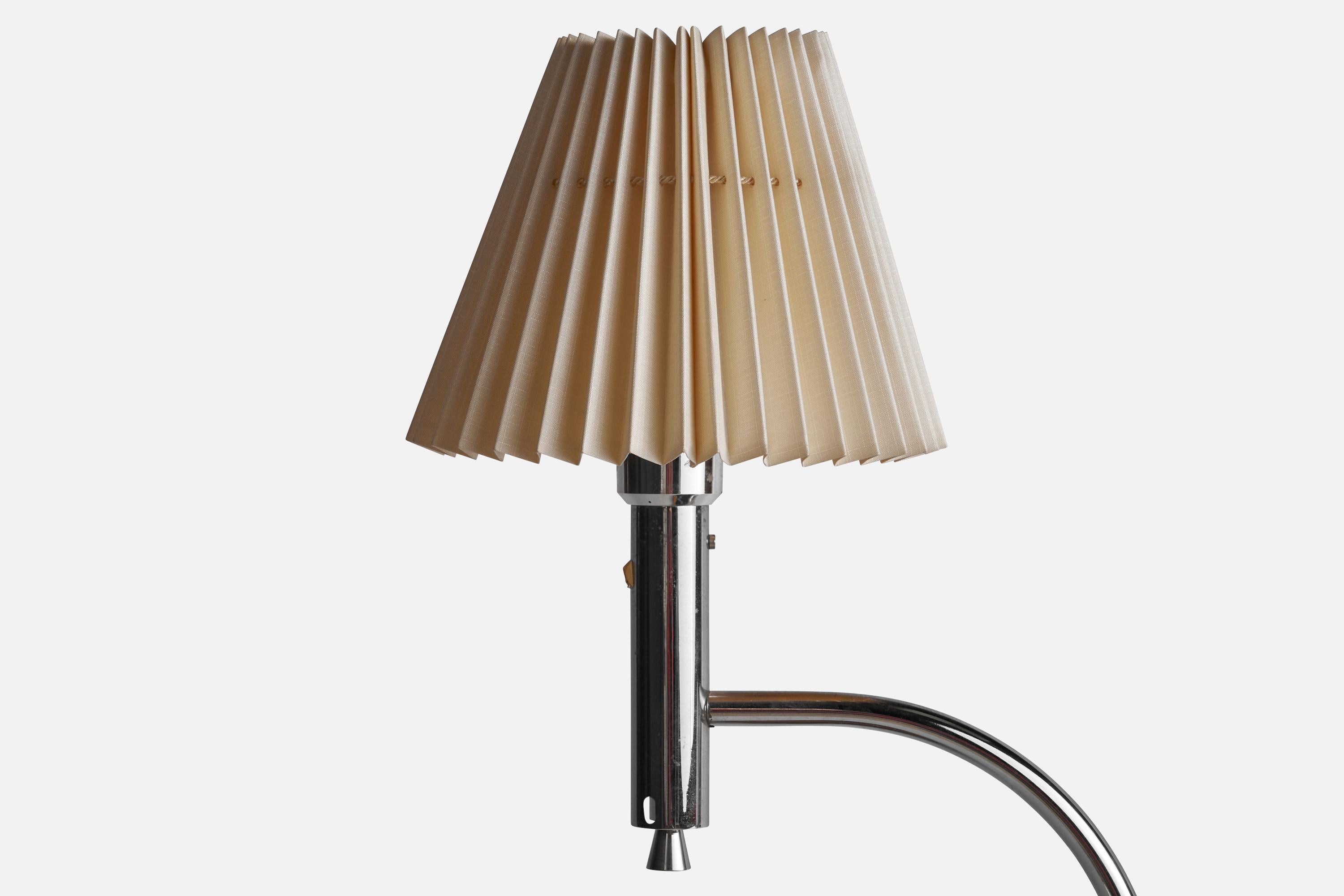 Bergboms, Table Lamp, Chrome, Paper, Sweden, 1970s In Good Condition For Sale In High Point, NC