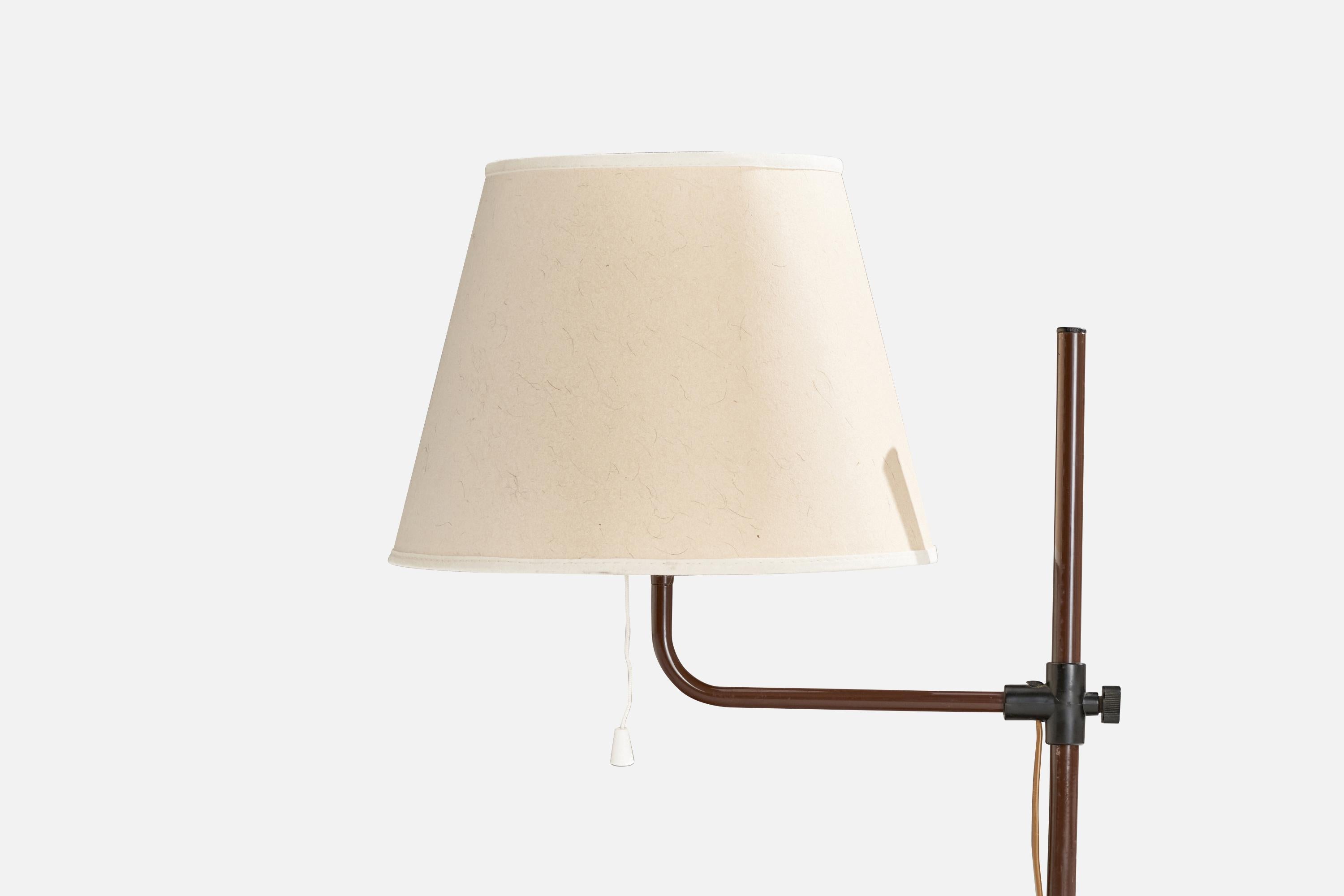 Scandinavian Modern Bergboms, Table Lamp, Metal, Plastic, Fabric, Sweden, 1970s For Sale
