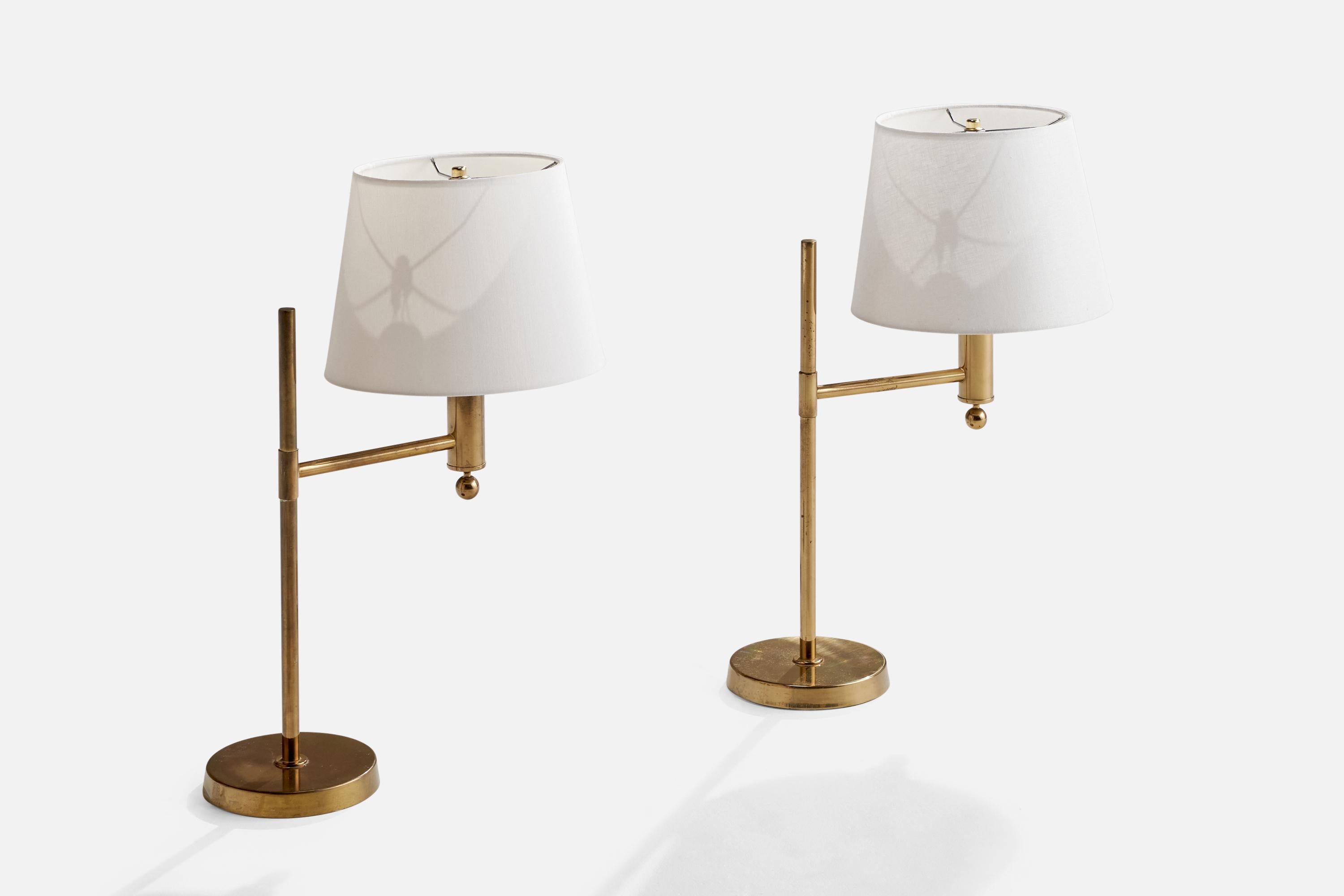 Swedish Bergboms, Table Lamps, Brass, Sweden, 1970s For Sale