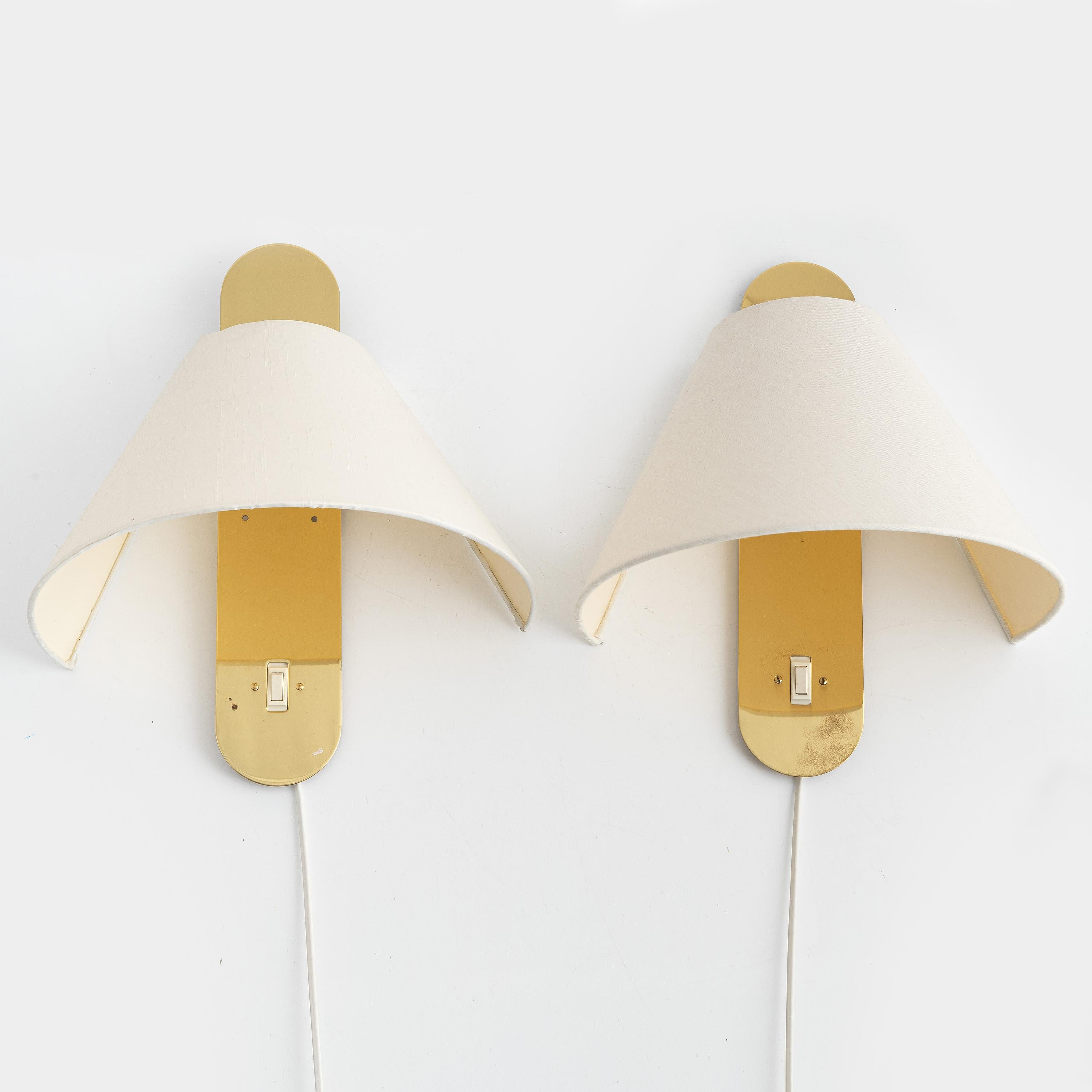 20th Century Bergboms unusual pair of Brass wall lamps Sweden 1960 For Sale
