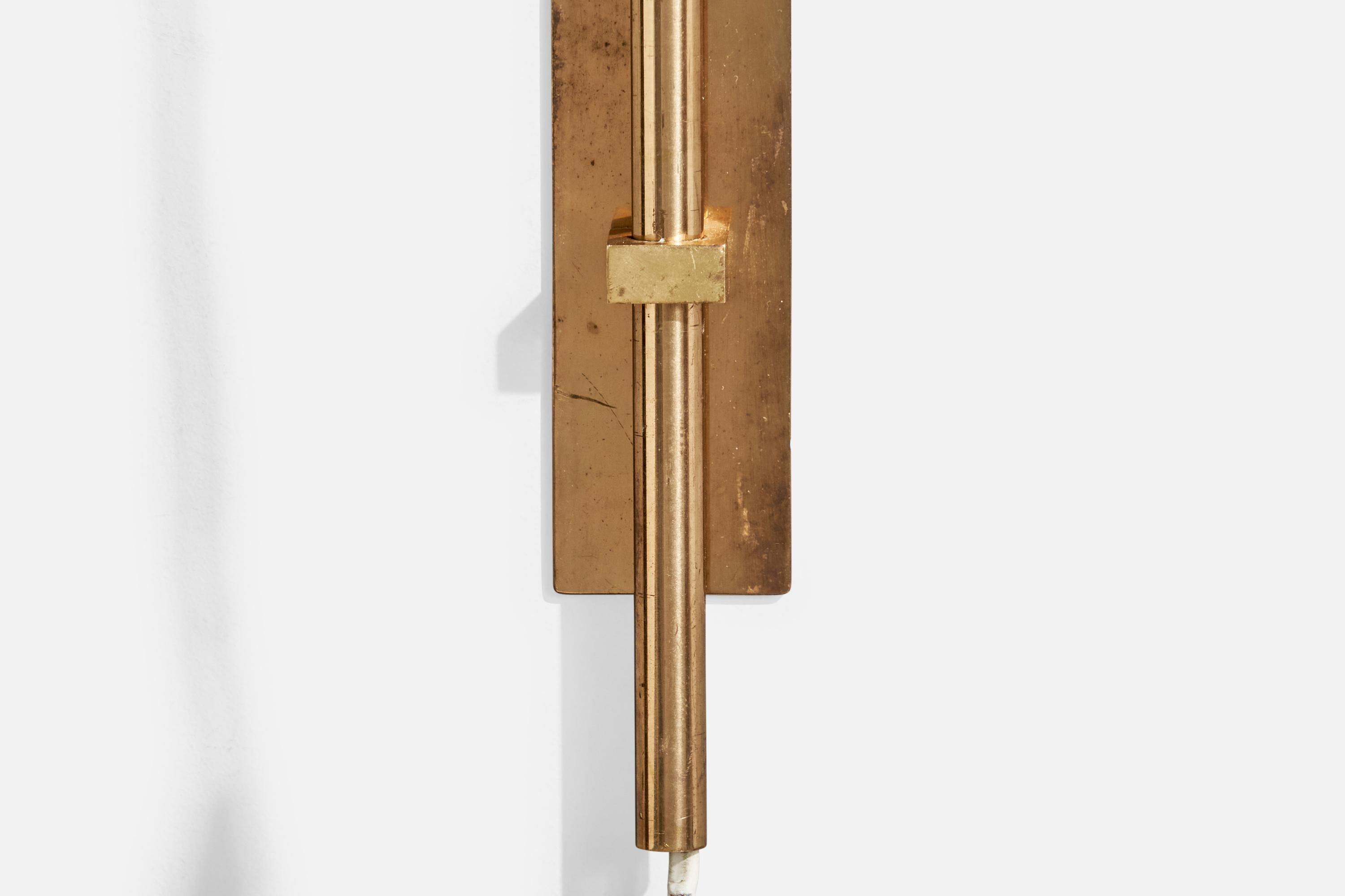 Bergboms, Wall Light, Brass, Fabric, Sweden, 1970s For Sale 5