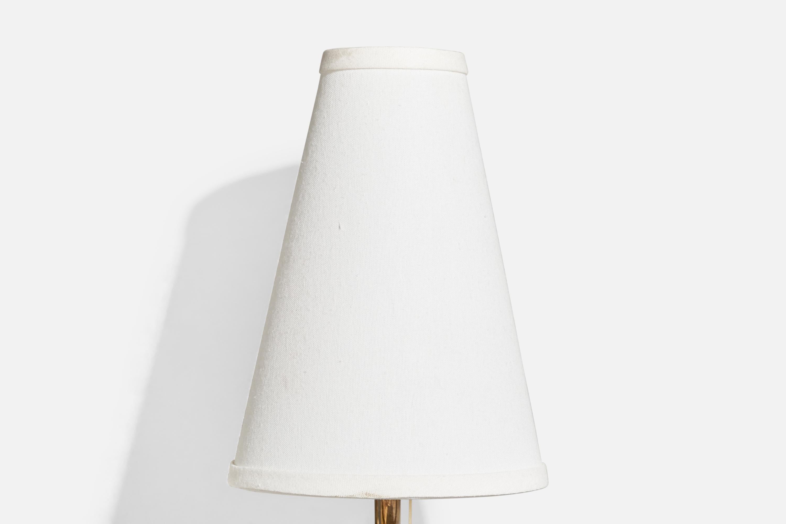 Bergboms, Wall Light, Brass, Fabric, Sweden, 1970s For Sale 6