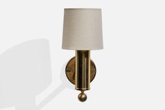 Bergboms, Wall Light, Brass, Fabric, Sweden, 1970s