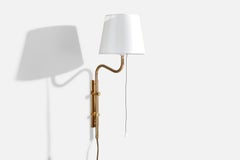 Bergboms, Wall Light, Brass, Fabric, Sweden, 1970s