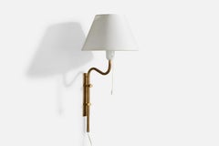 Bergboms, Wall Light, Brass, Fabric, Sweden, 1970s