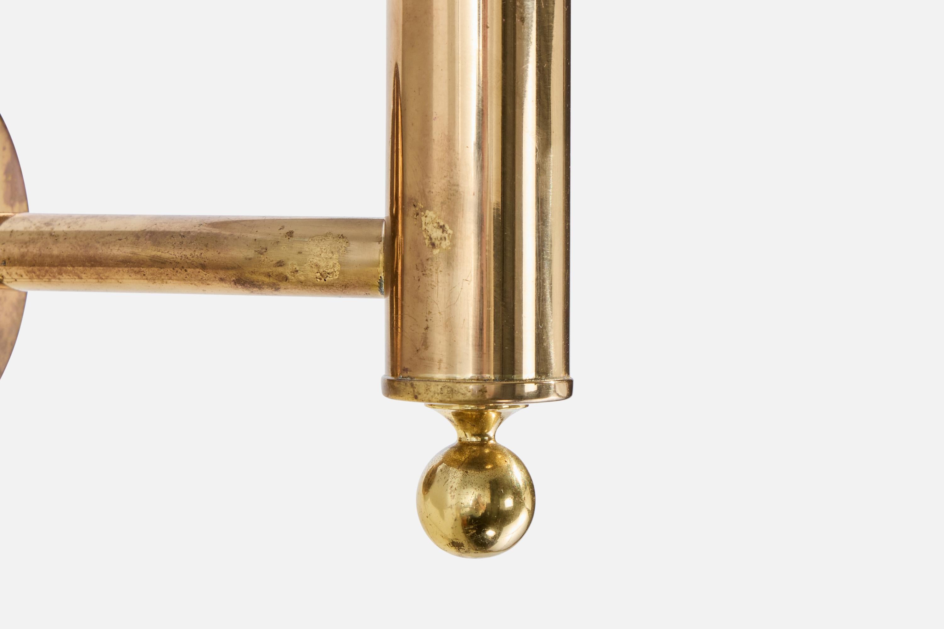 Bergboms, Wall Light, Brass, Fabric, Sweden, 1970s In Good Condition For Sale In High Point, NC