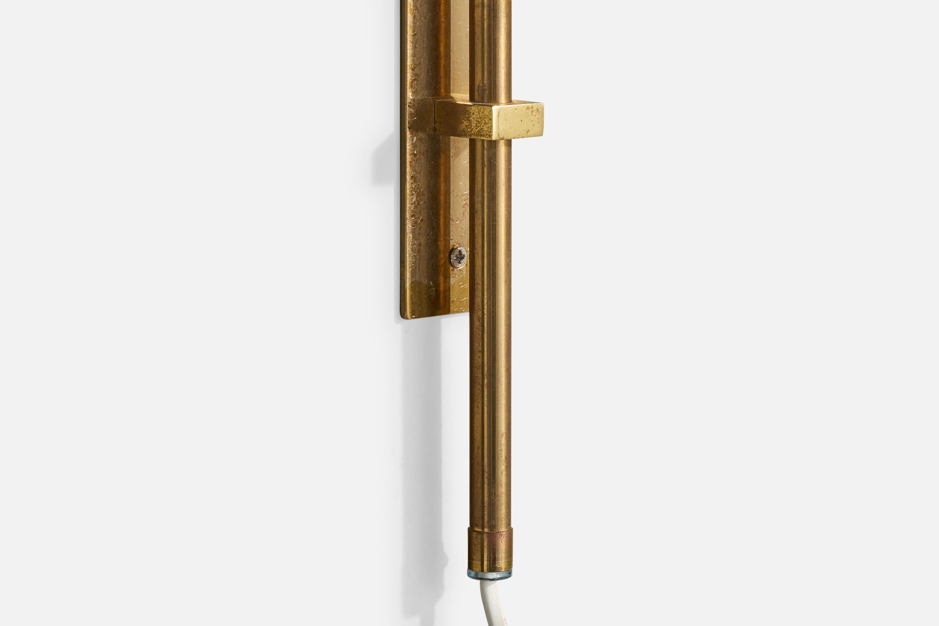Late 20th Century Bergboms, Wall Light, Brass, Fabric, Sweden, 1970s For Sale