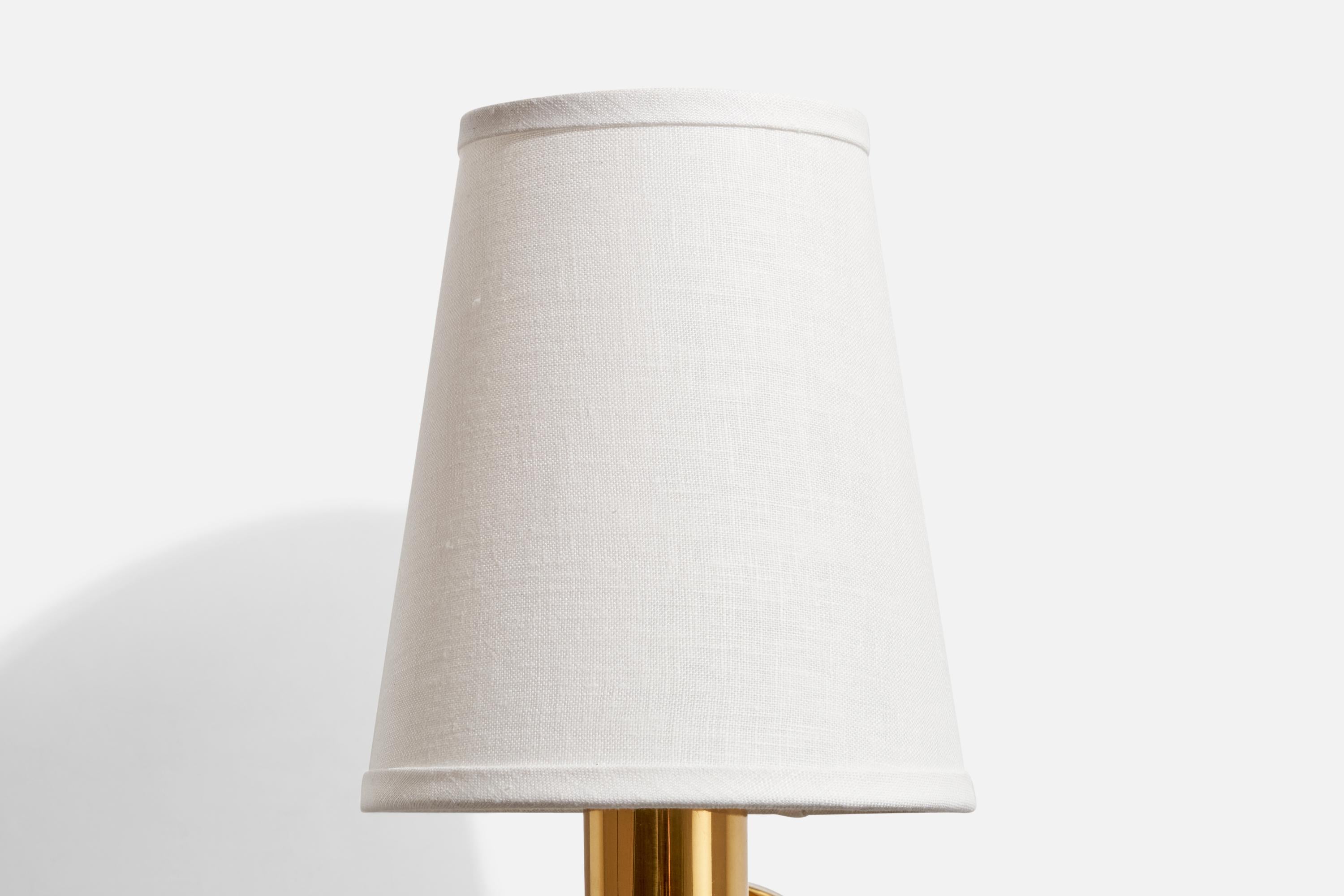 Bergboms, Wall Light, Brass, Fabric, Sweden, 1970s For Sale 2