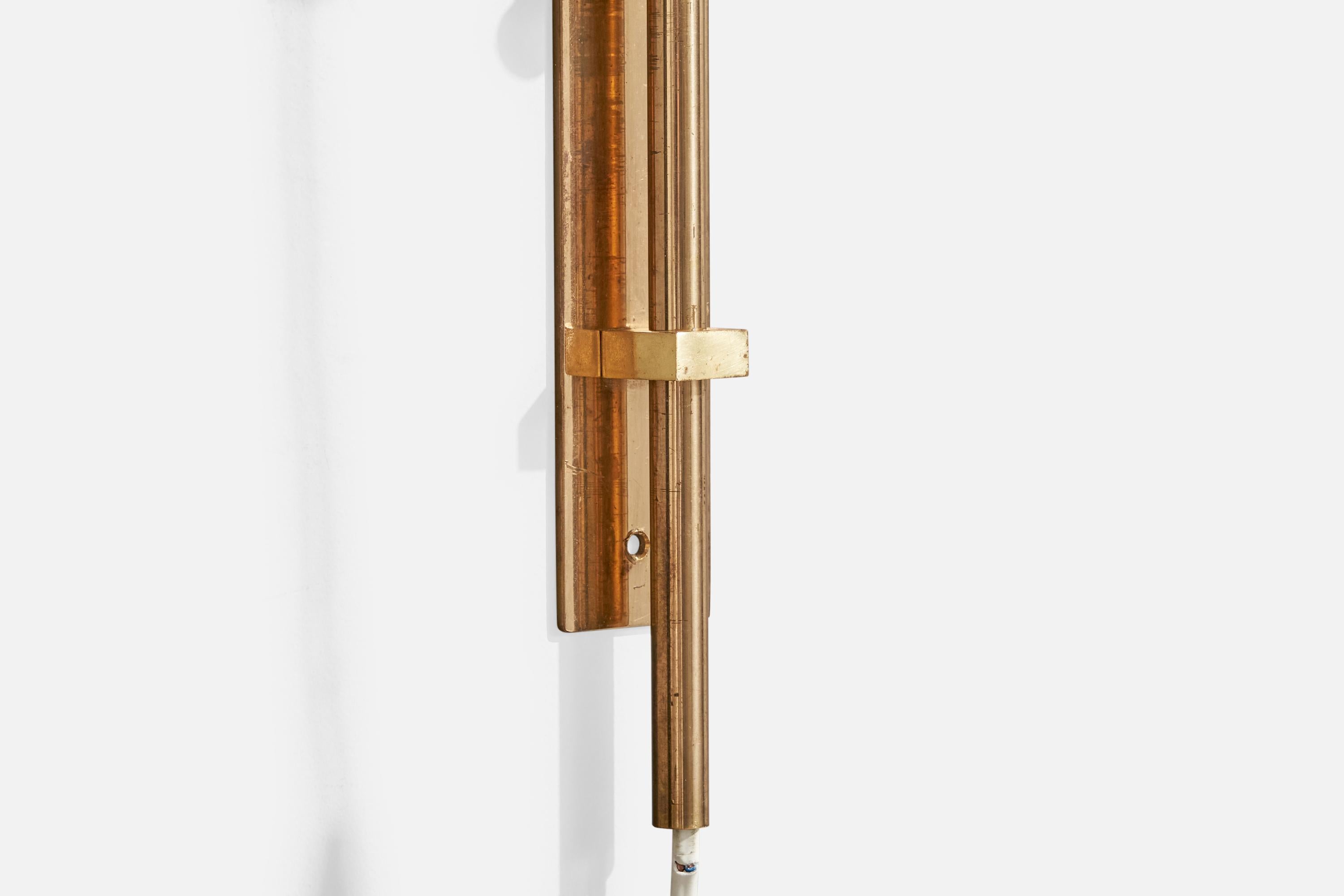 Bergboms, Wall Light, Brass, Fabric, Sweden, 1970s For Sale 4