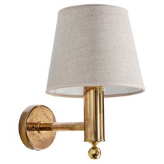 Bergboms, Wall Light, Brass, Fabric, Sweden, 1970s