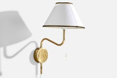 Bergboms, Wall Light, Brass, Fabric, Sweden, 1980s