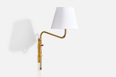 Bergboms, Wall Light, Brass, Fabric, Sweden, 1990s