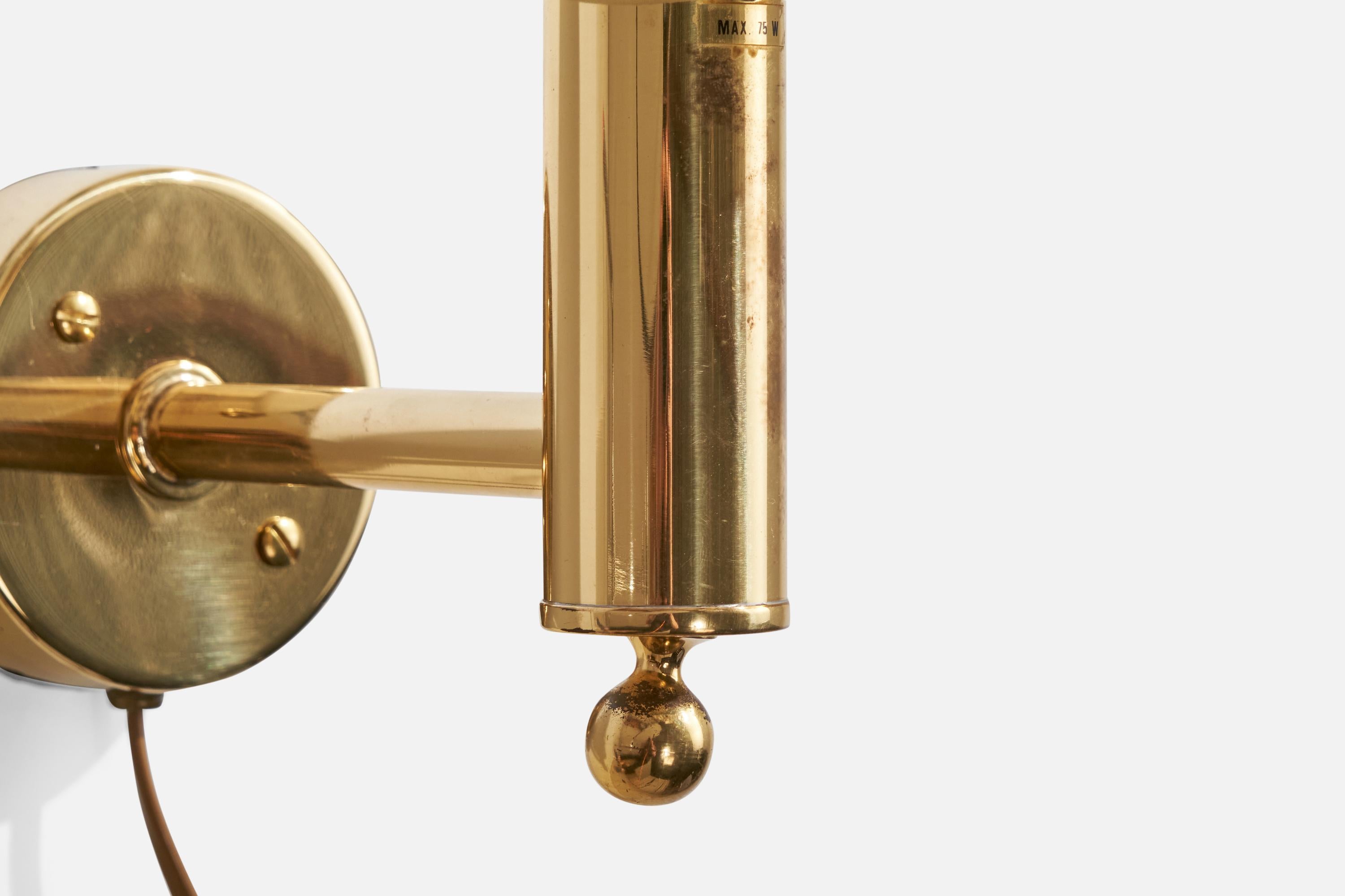 Bergboms, Wall Light, Brass, Fabric, Sweden, 1990s 1