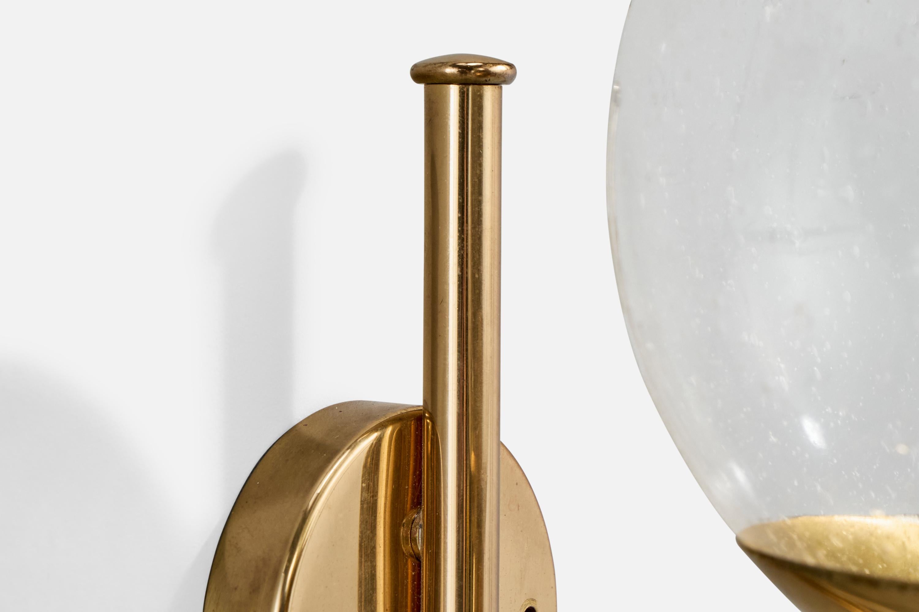 Mid-20th Century Bergboms, Wall Light, Brass, Glass, Sweden, 1960s For Sale
