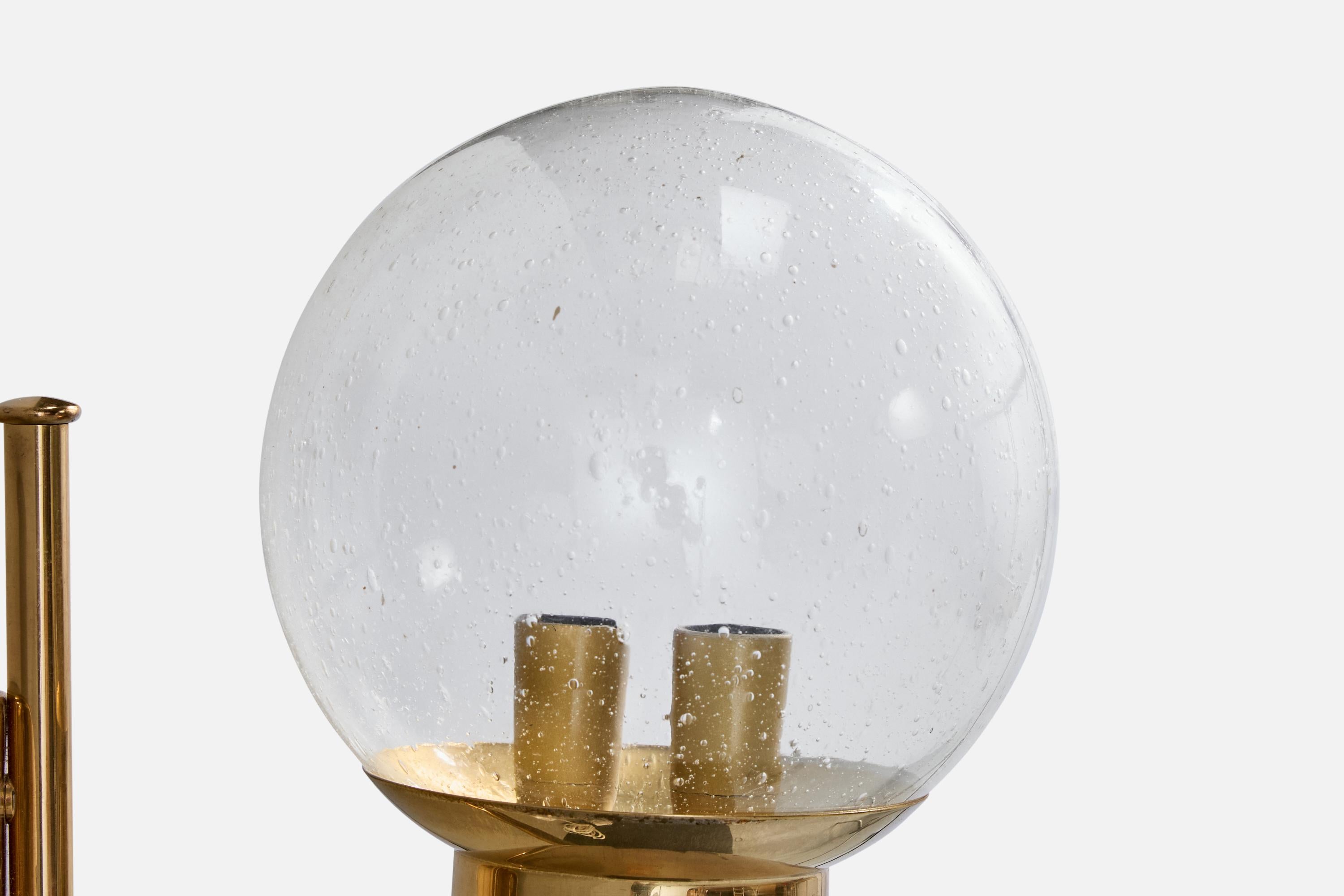 Bergboms, Wall Light, Brass, Glass, Sweden, 1960s For Sale 2