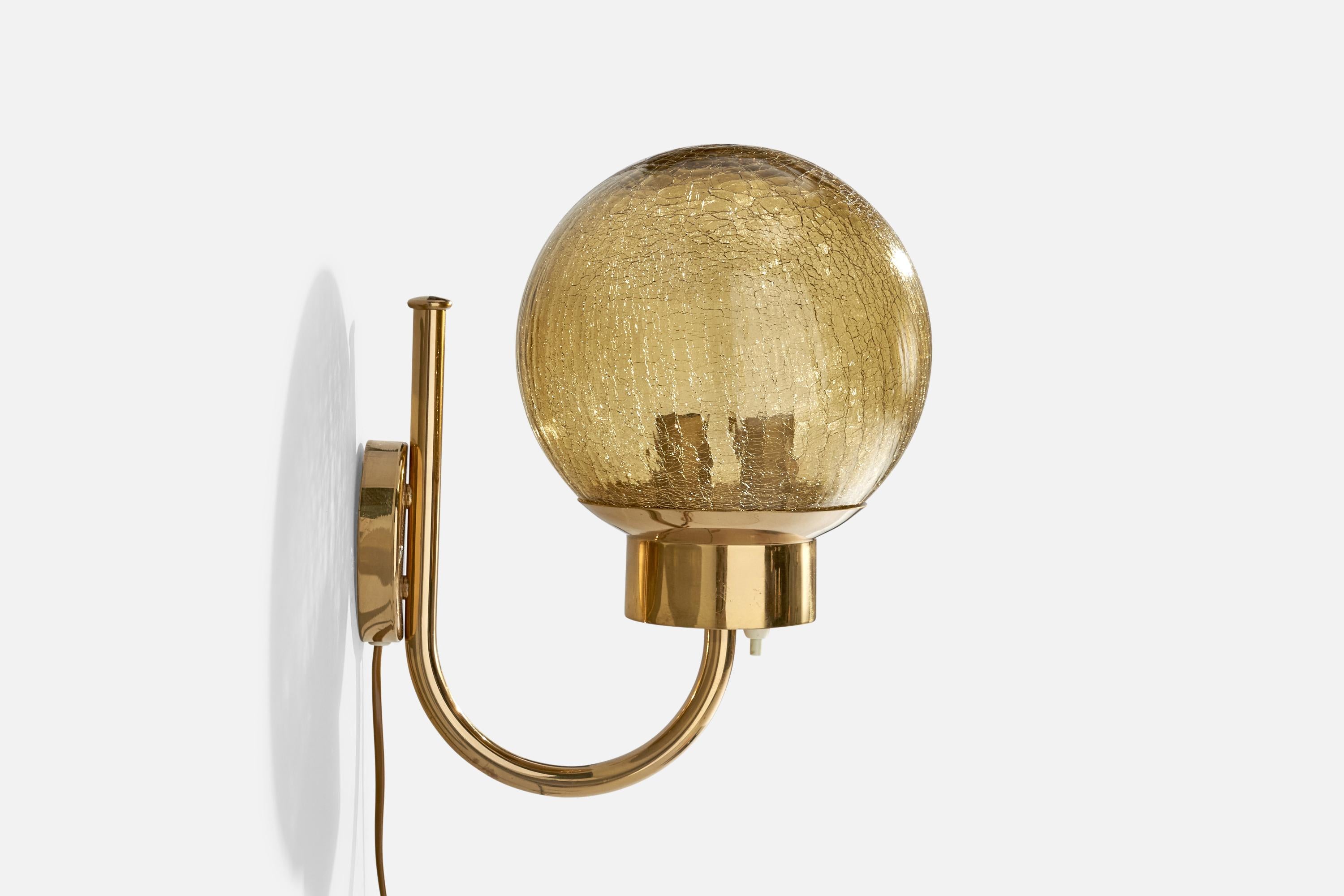 Suédois Applique Bergboms, laiton, verre, Suède, 1970 en vente