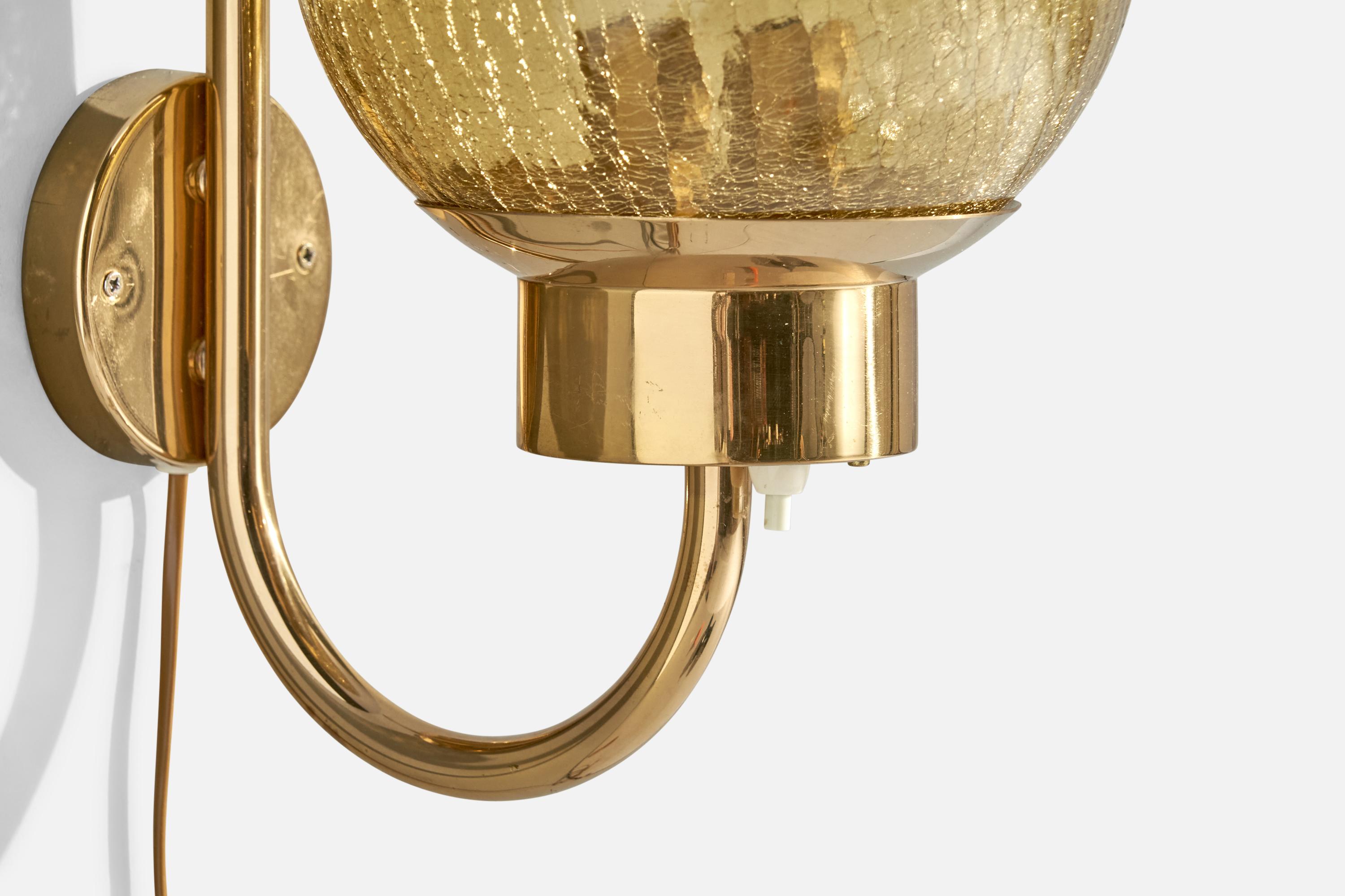Fin du 20e siècle Applique Bergboms, laiton, verre, Suède, 1970 en vente