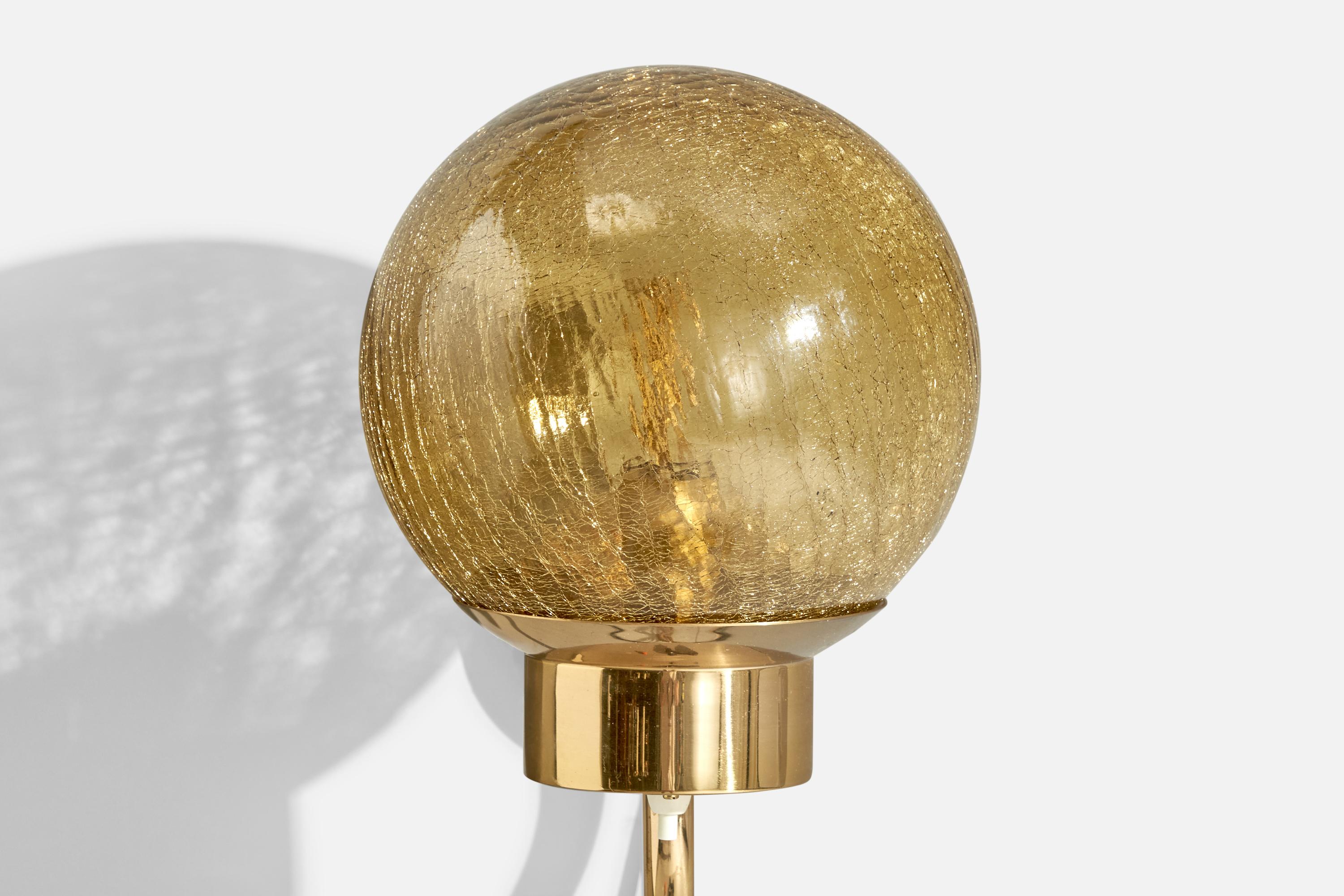Laiton Applique Bergboms, laiton, verre, Suède, 1970 en vente