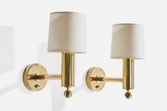 Bergboms-Wandleuchten, Messing, Stoff, Schweden, 1970er Jahre