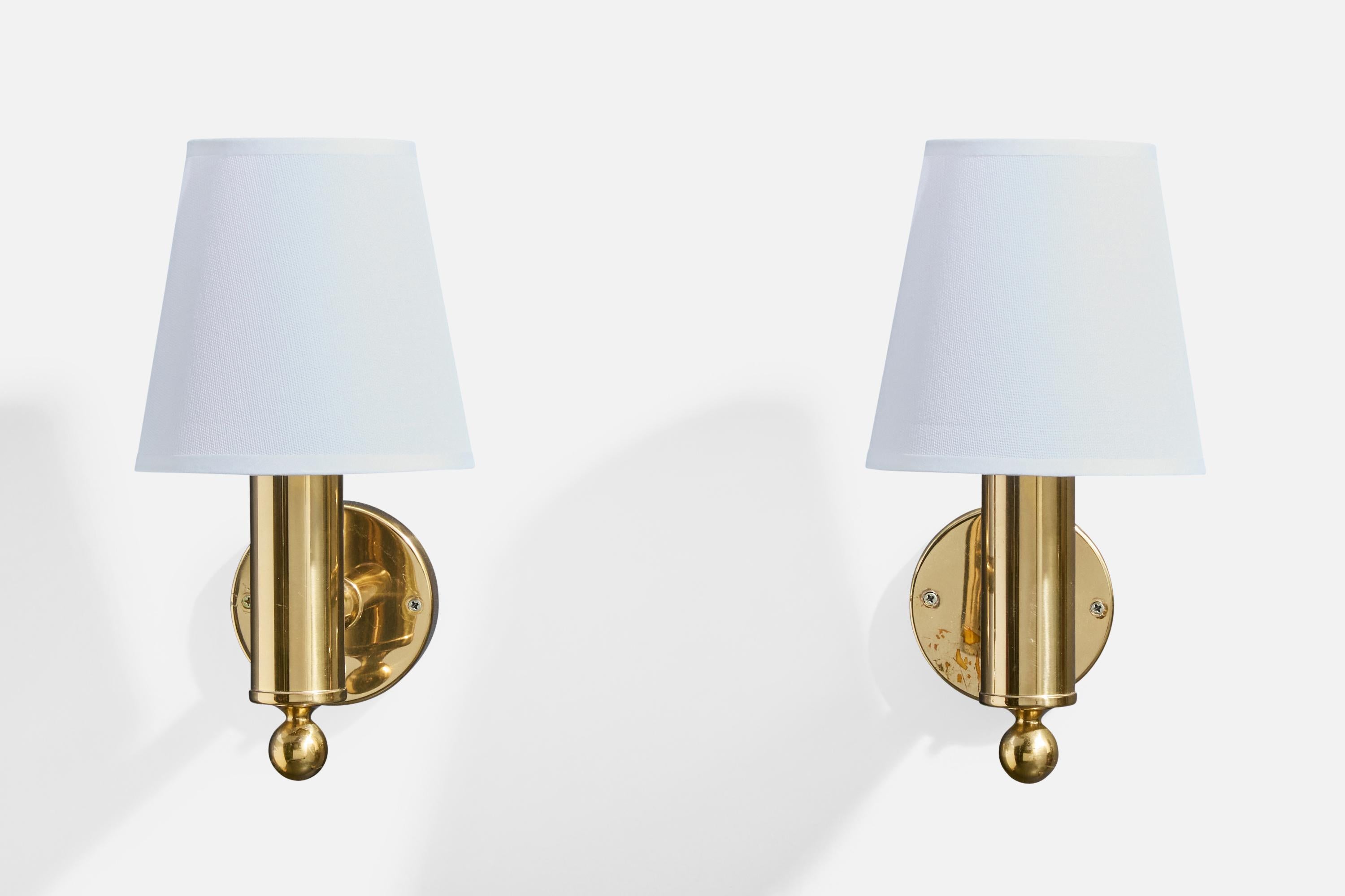 Svedese Bergboms, Luci da parete, Ottone, Tessuto, Svezia, anni '1970 in vendita