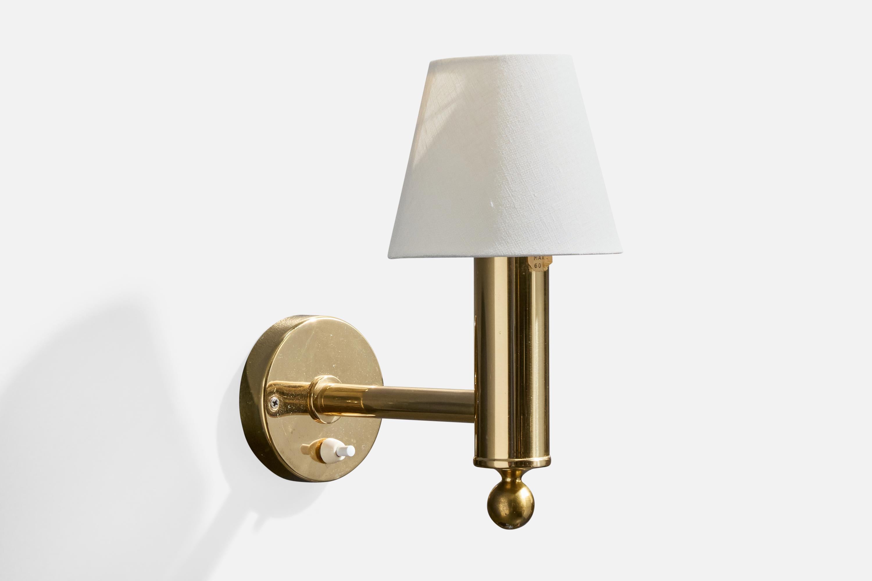 Svedese Bergboms, Luci da parete, Ottone, Tessuto, Svezia, anni '1970 in vendita