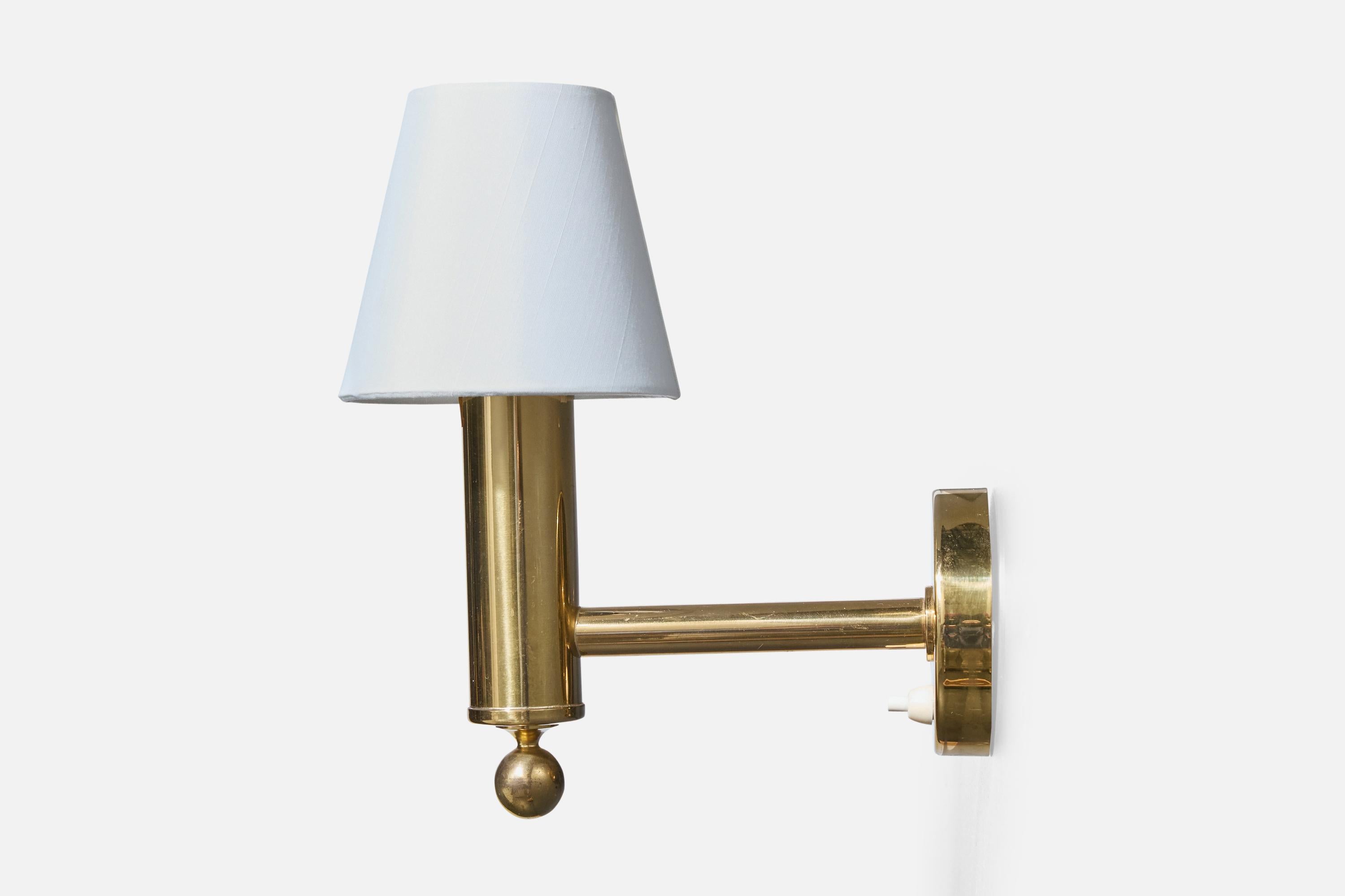 Bergboms, Luci da parete, Ottone, Tessuto, Svezia, anni '1970 in vendita 1