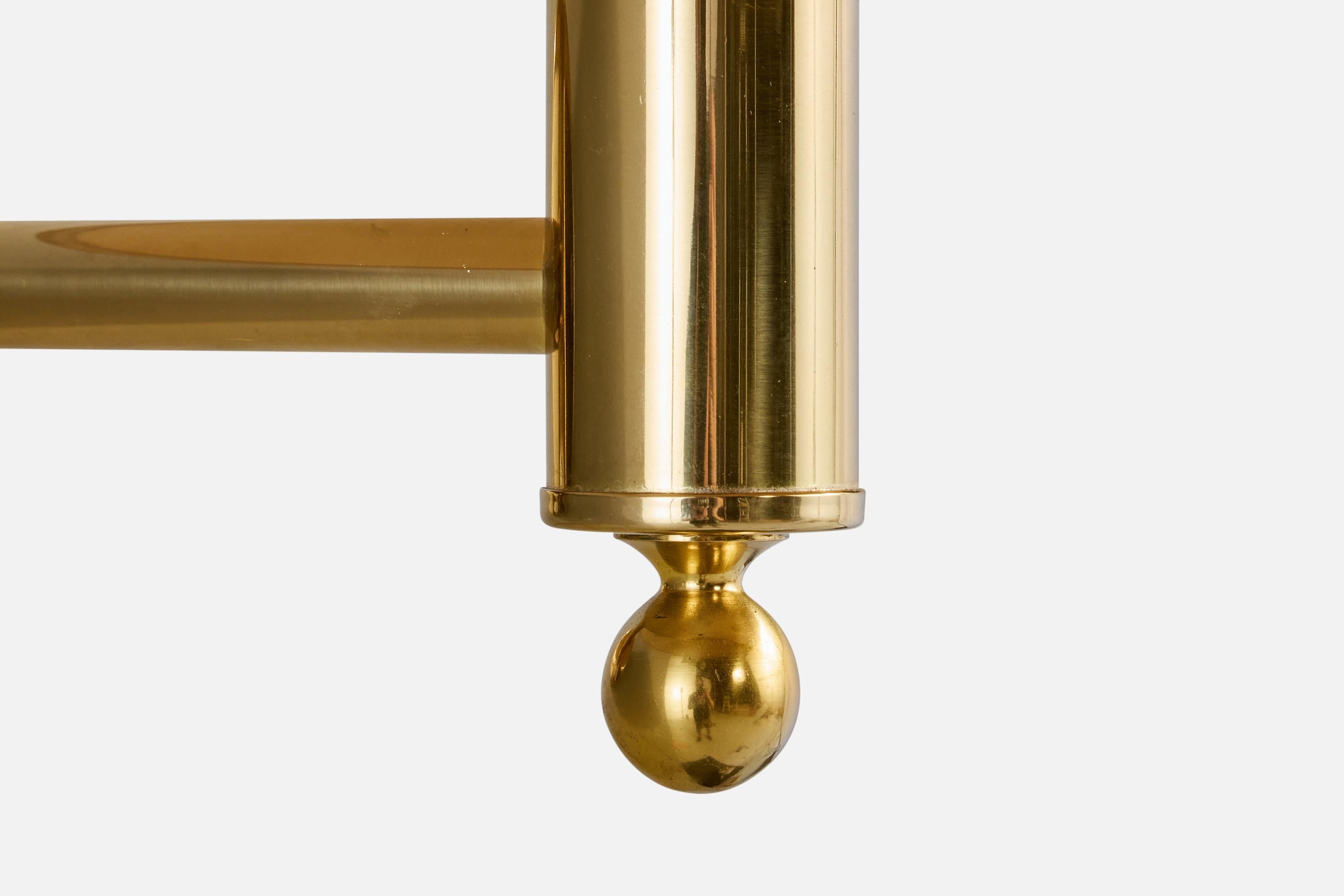 Bergboms, Wall Lights, Brass, Fabric, Sweden, 1970s For Sale 1