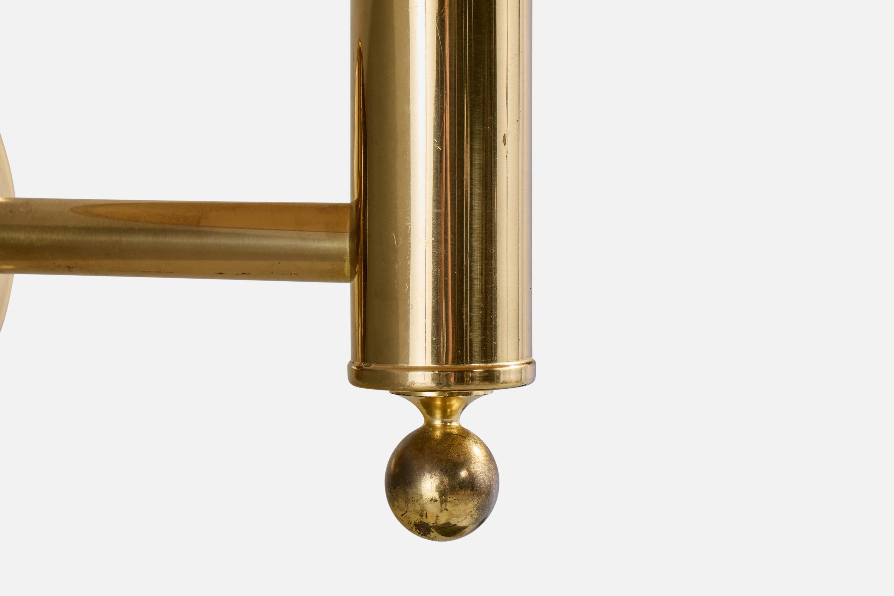 Bergboms, Wall Lights, Brass, Fabric, Sweden, 1970s For Sale 1